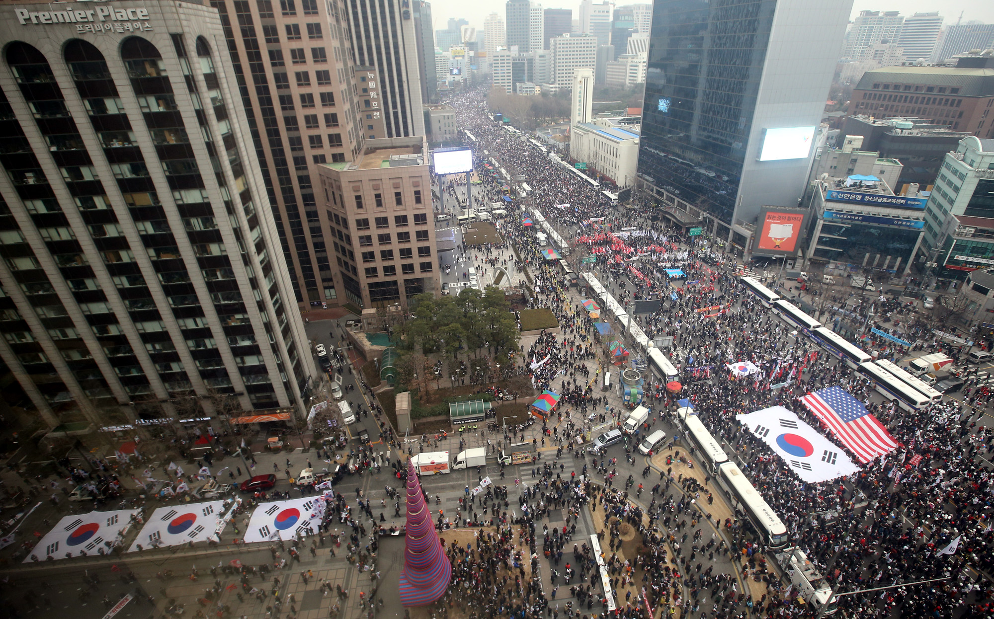 사회;집회;시위;태극기집회;탄핵반대집회;동아일보 옥상