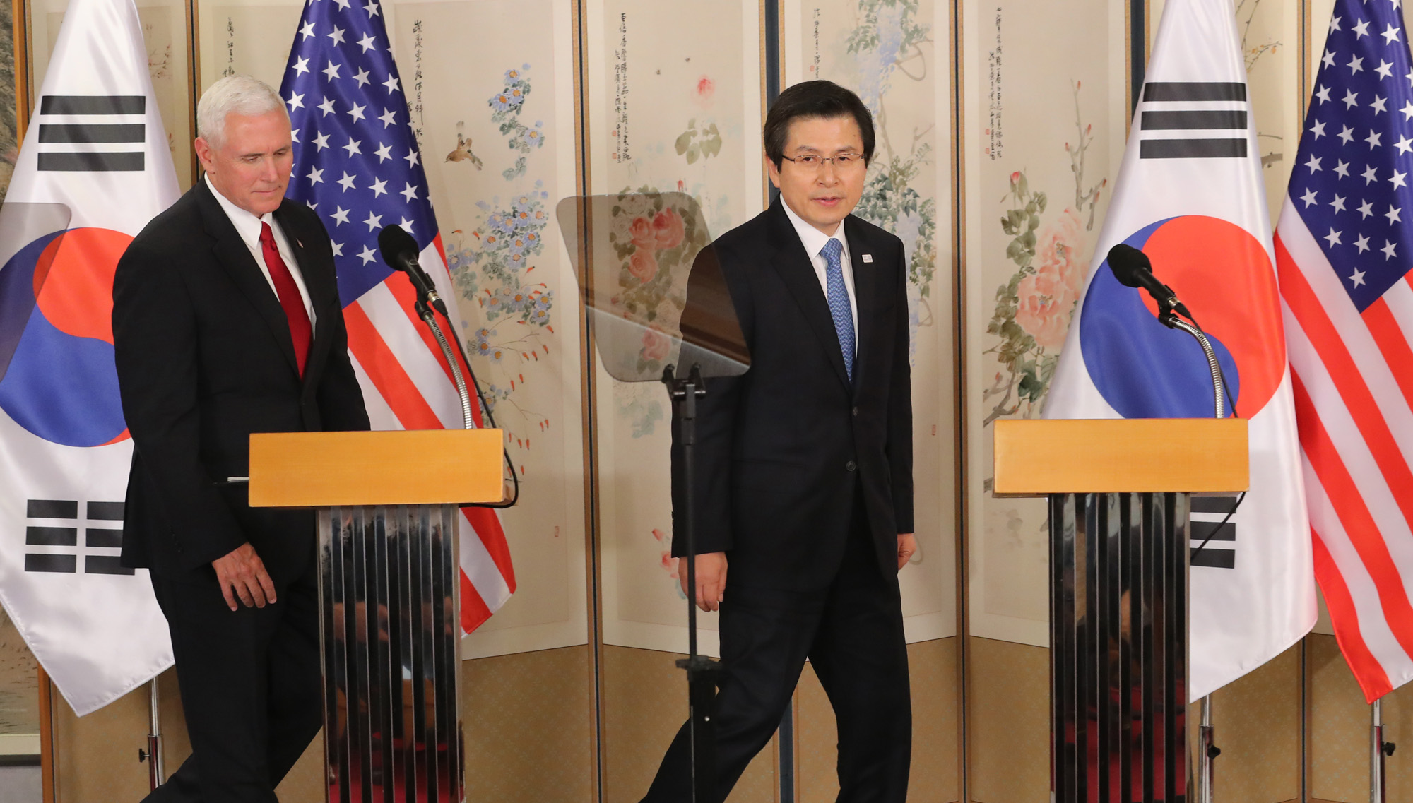 황교안;마이크 펜스;대통령 권한대행;미국 부통령;부통령