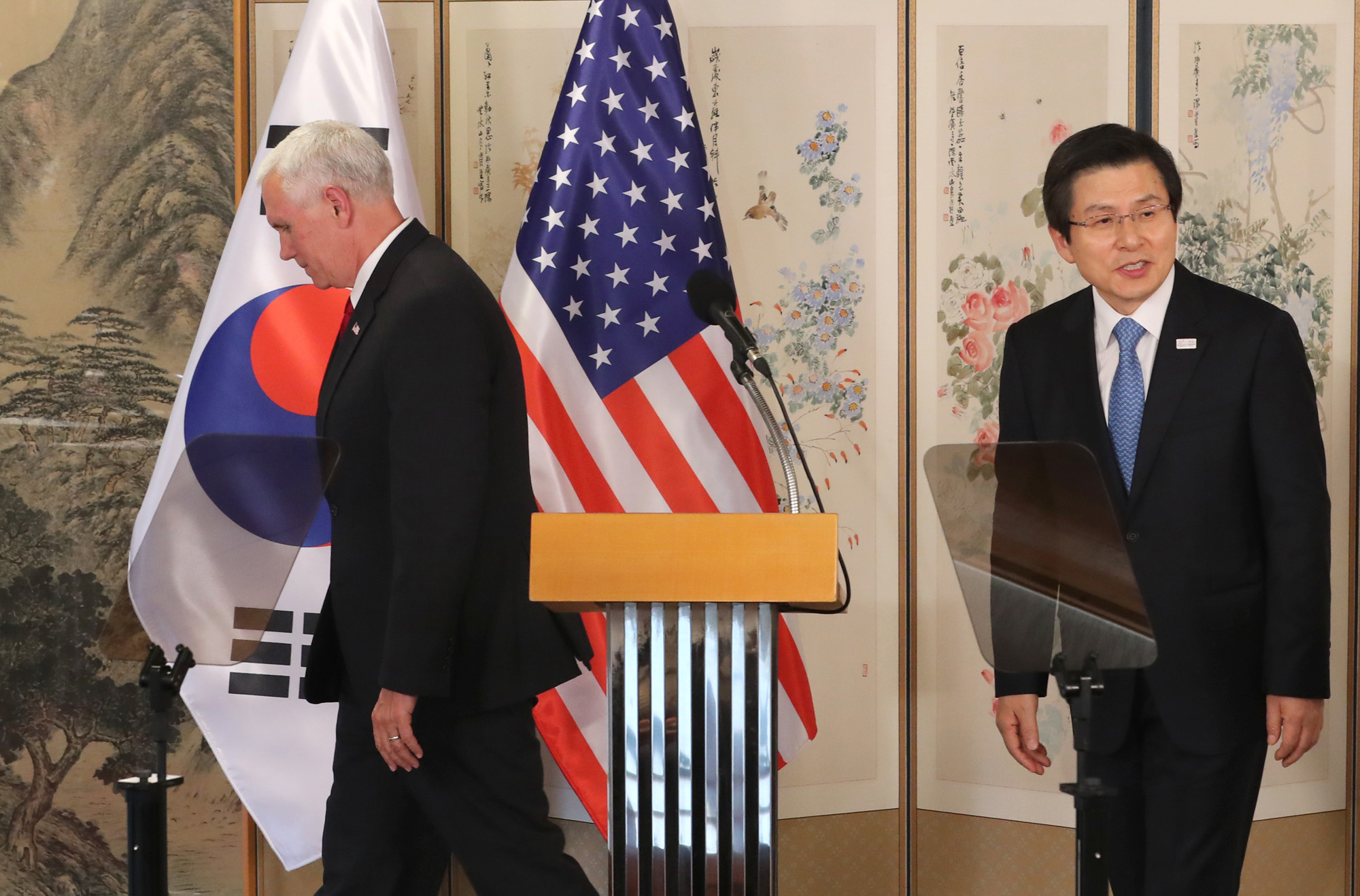 황교안;마이크 펜스;대통령 권한대행;미국 부통령;부통령