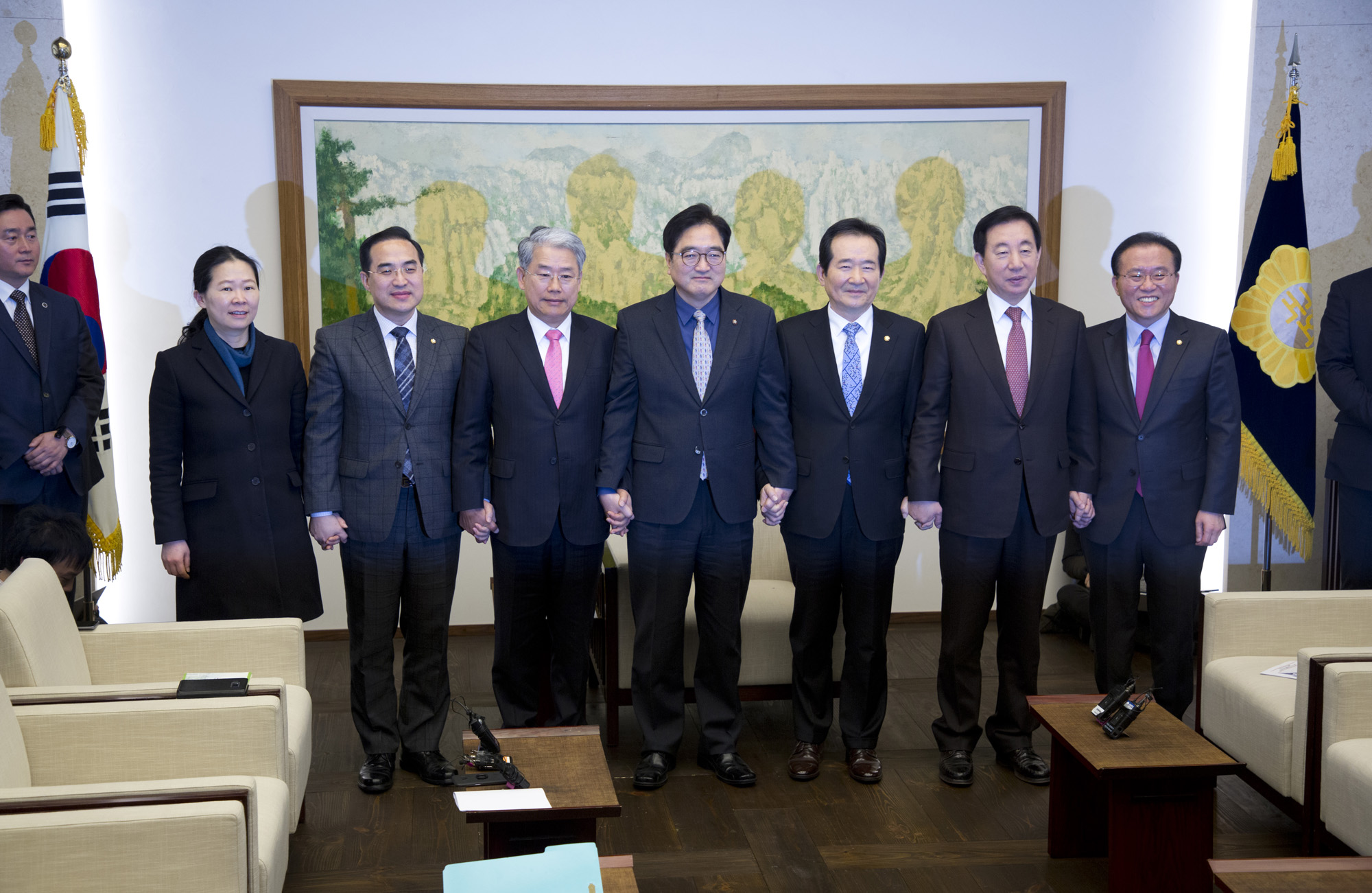 정치;국회;국회의장;원내대표회동;3당회동;정세균;우원식;김동철;김성태