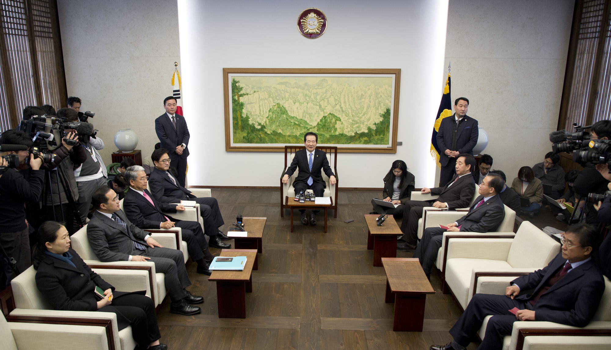 정치;국회;국회의장;원내대표회동;3당회동;정세균;우원식;김동철;김성태