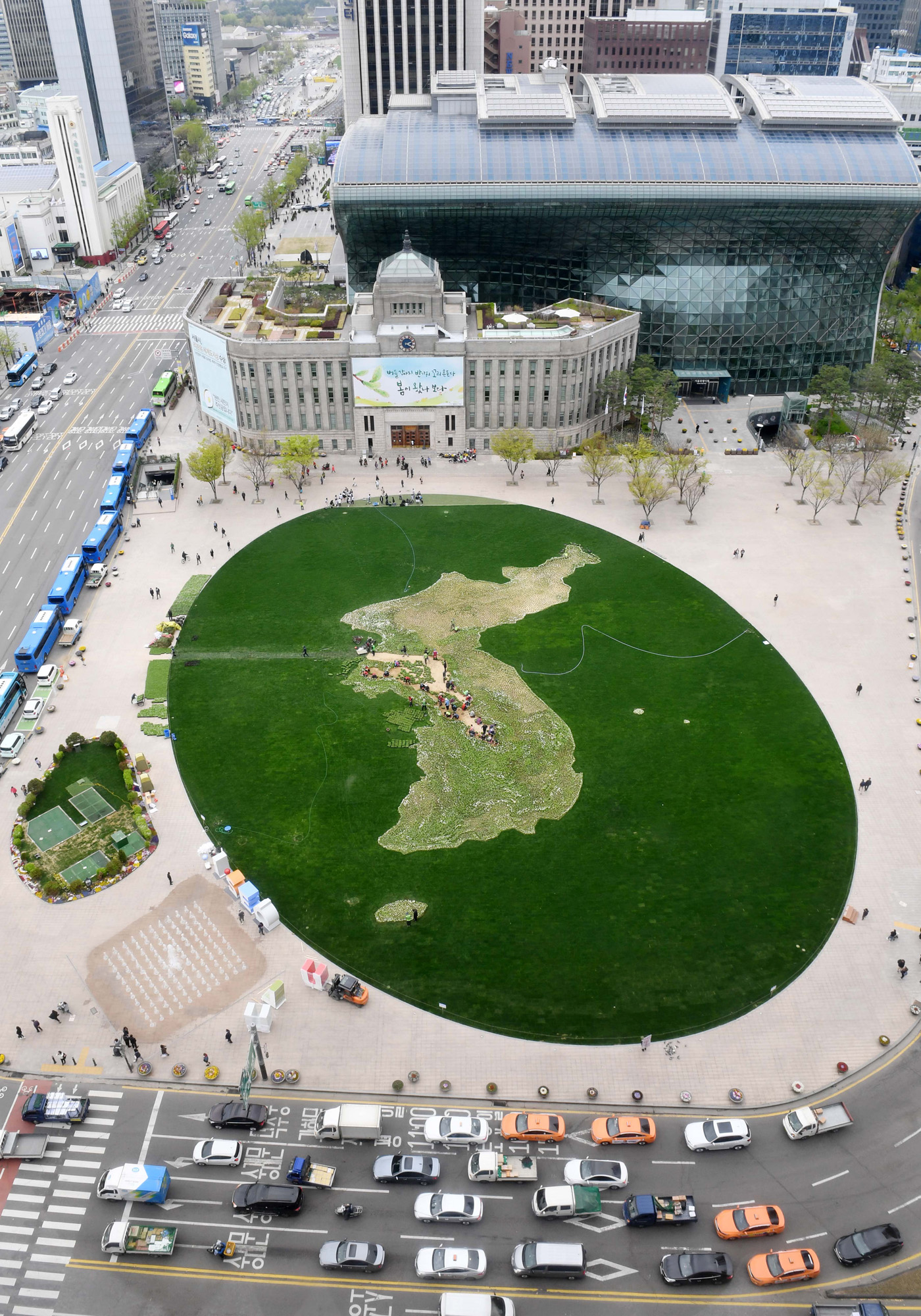 사회;세태;문화;한반도;한반도평화의꽃밭;한반도꽃밭;서울시청광장;남북정상회담