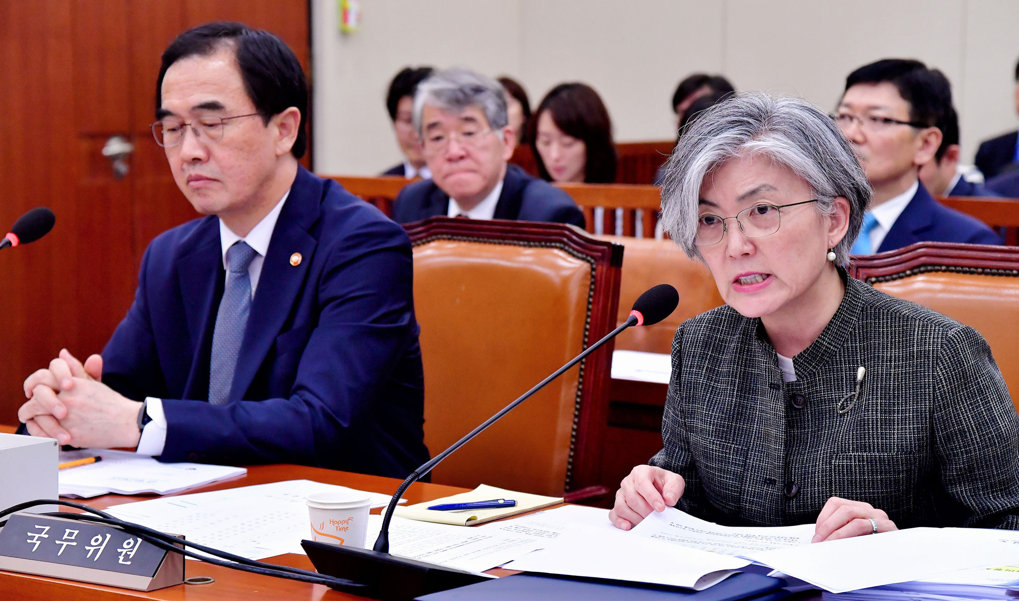 정치국회;외교통일위원회전체회의;강경화장관;조명균장관