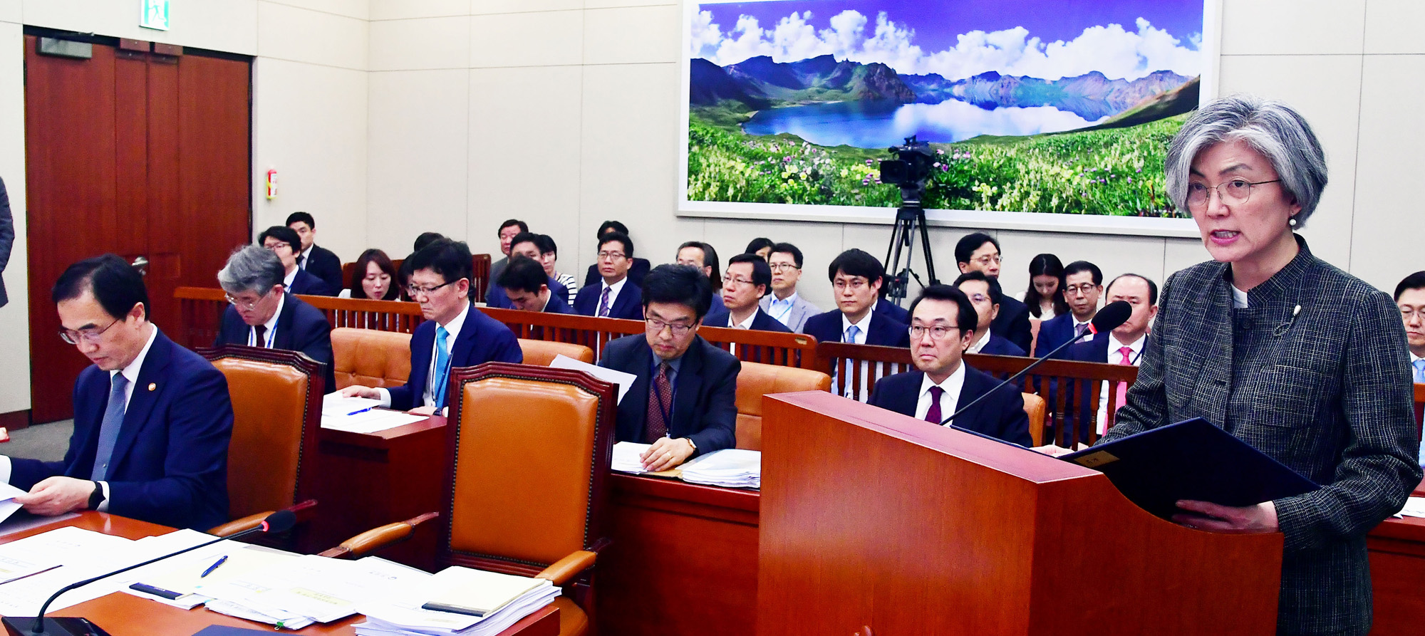 정치국회;외교통일위원회전체회의;강경화장관;조명균장관