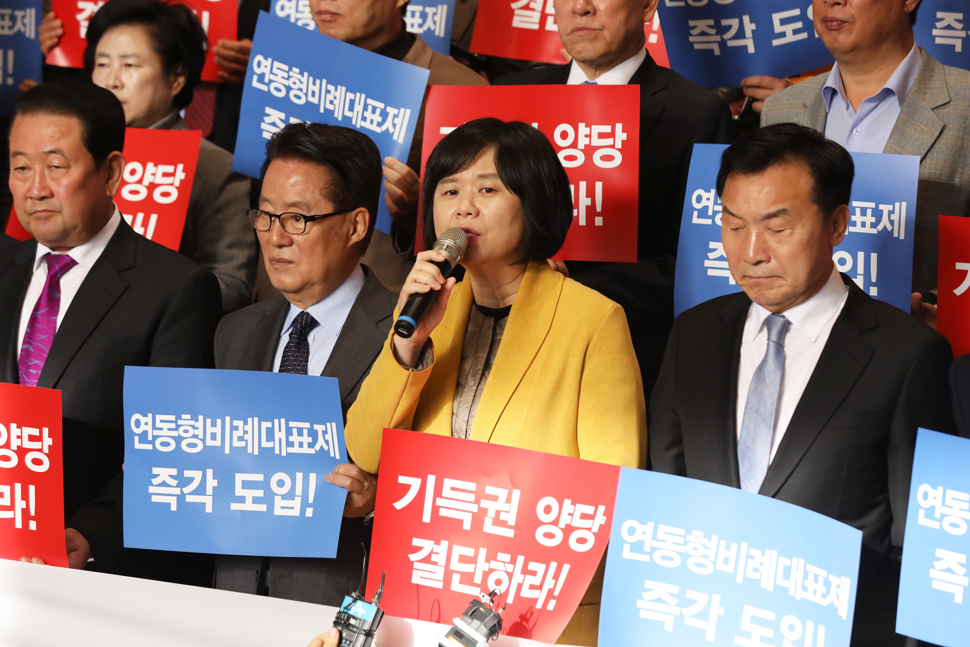 정치국회;연동형비례대표제;야3당결의대회