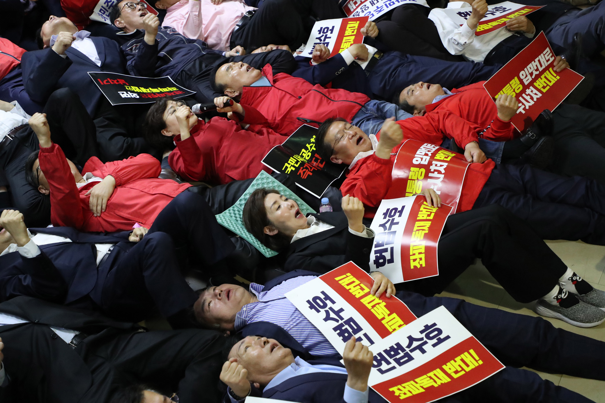 정치개혁특별위원회;선거제개혁안;패스트트랙지정;나경원원내대표;항의하는자유한국당