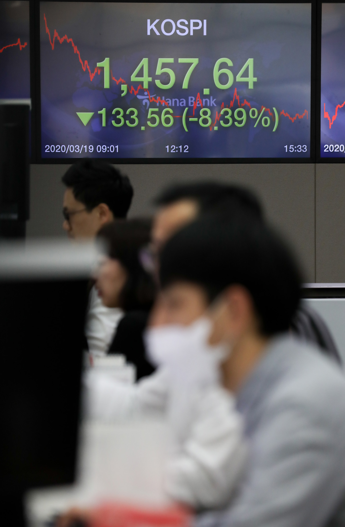 경제;증시하락;코로나주식시장;코로나증시하락;코스닥;코스피;원달러환율;코스피1400선