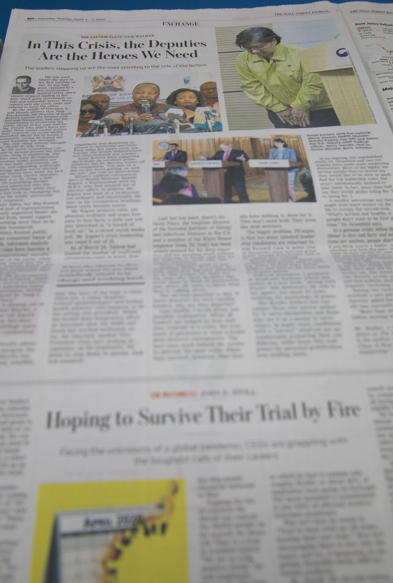 언론;미디어;월스트리트저널;정은경;질병관리본부장