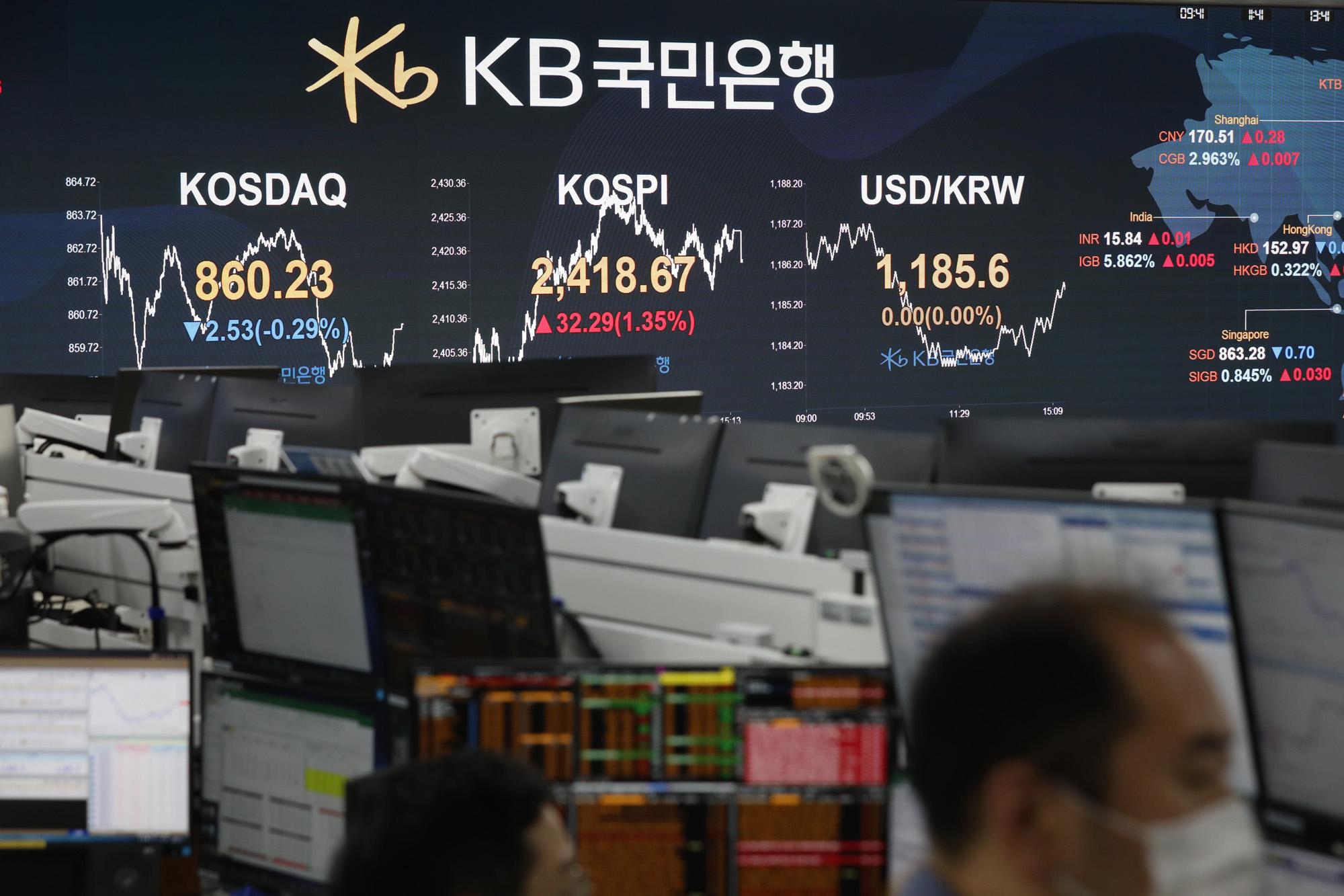 경제;코스피지수;국민은행딜링룸;지수2400선
