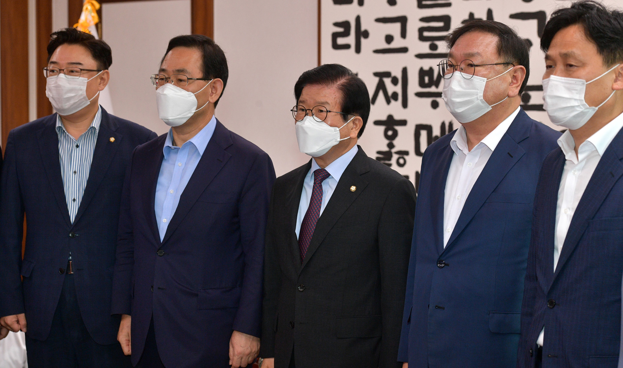 정치;국회;국회의장-여야 원내대표 정례회동;김태년;박병석;주호영