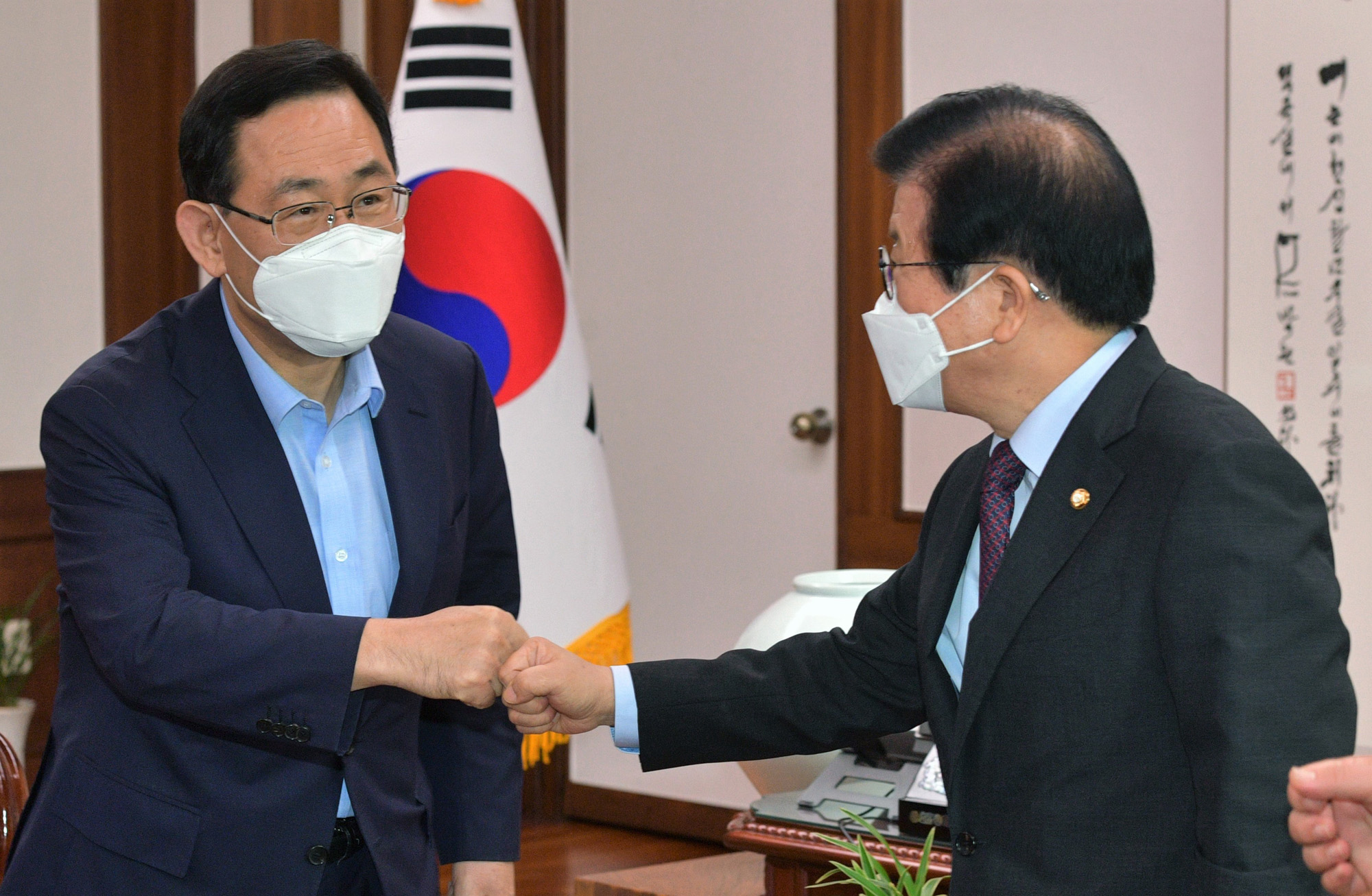 정치;국회;국회의장-여야 원내대표 정례회동;김태년;박병석;주호영