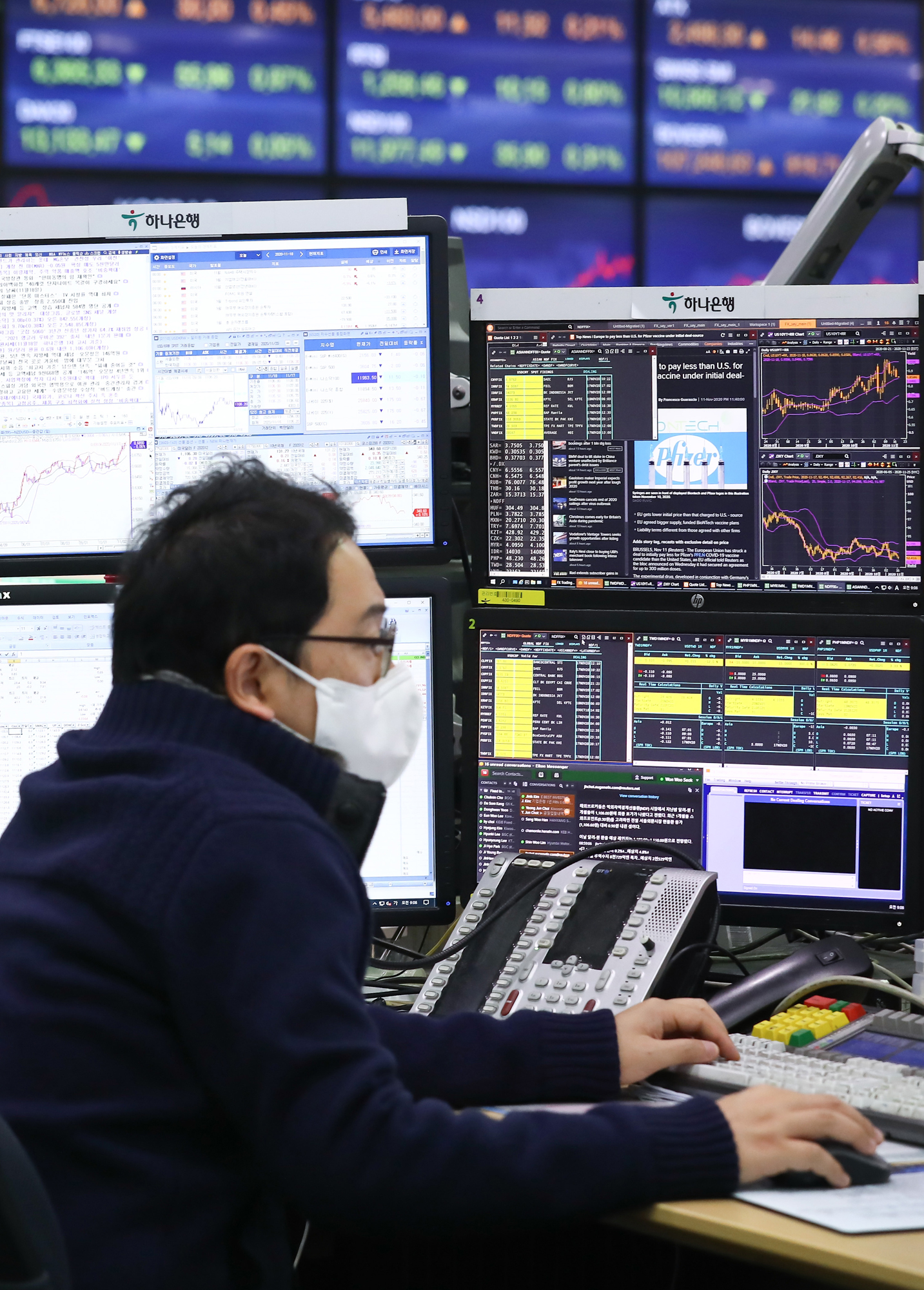 경제 하나은행 딜링룸 주가 코로나 달러