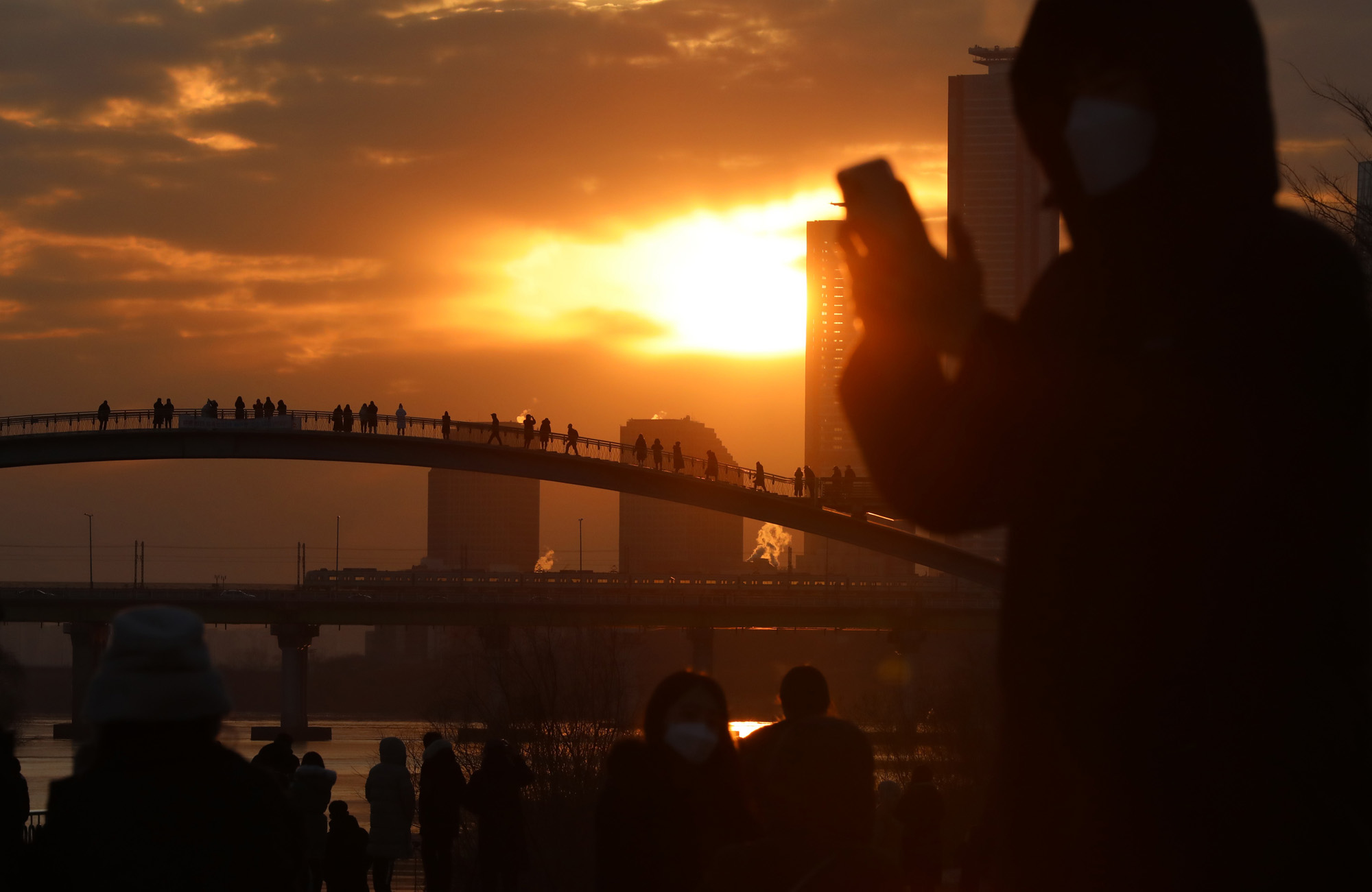 사회;2021년새해첫일출;선유교통제;선유교일출