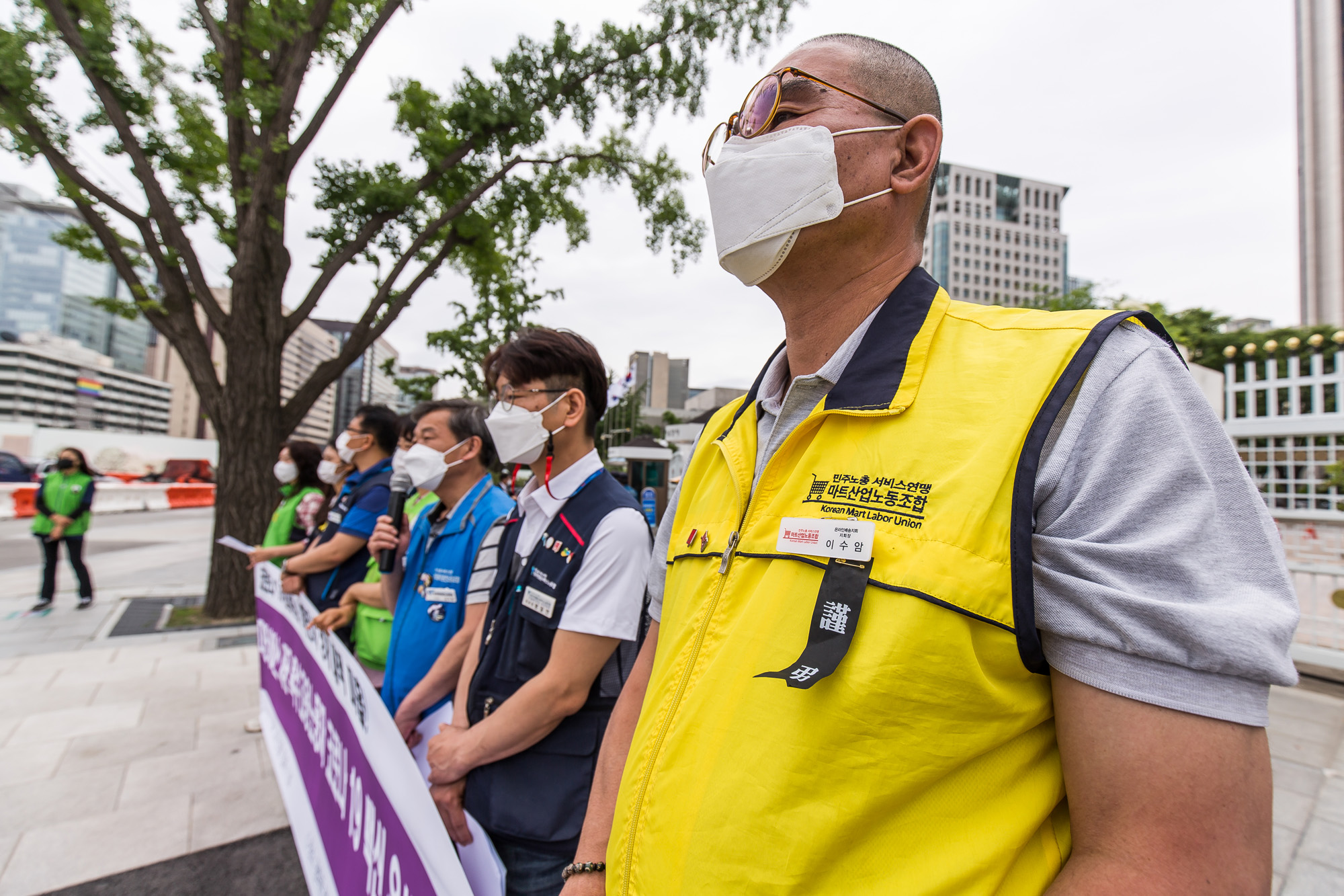 사회;집회;시위;기자회견;코로나19;신종코로나바이러스감염증;대면서비스특수고용노동자;코로나19백신;코로나백신우선접종요구;학습지교사;대리운전기사;퀵서비스 기사;가전 방문서비스 노동자