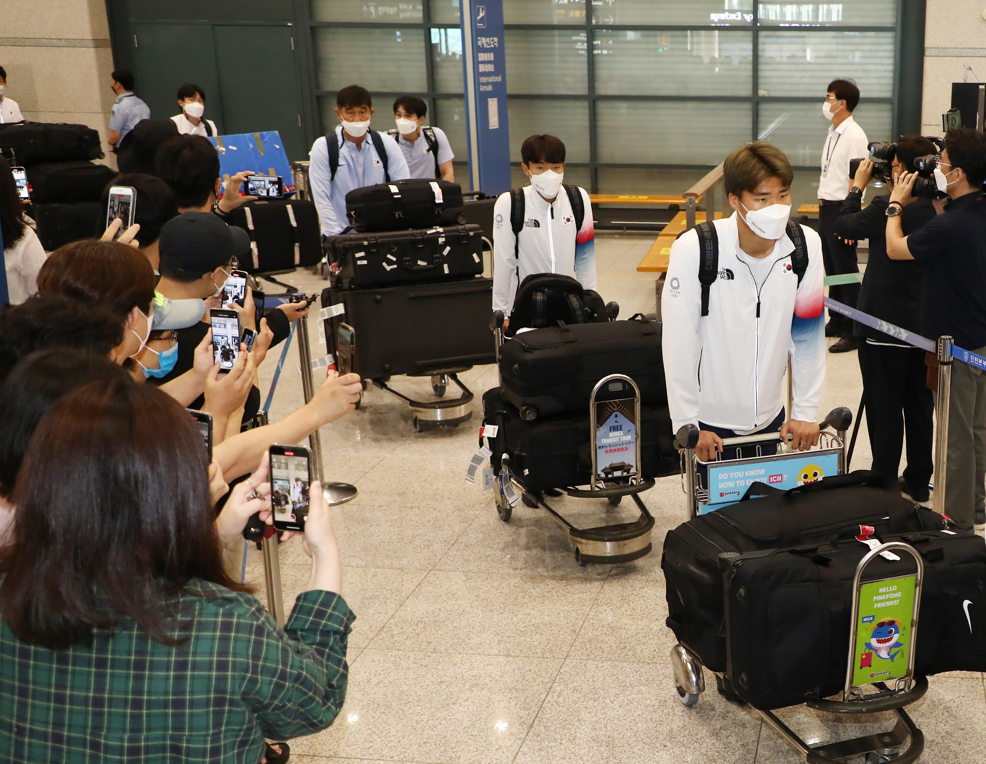 올림픽선수 인천공항;입국 2020도쿄 올림픽 축구