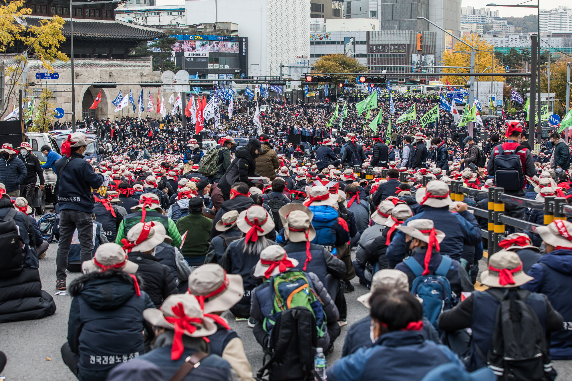 사회;집회;시위;민주노총;민노총;전국노동자대회;전국민주노동조합총연맹;동대문역사거리