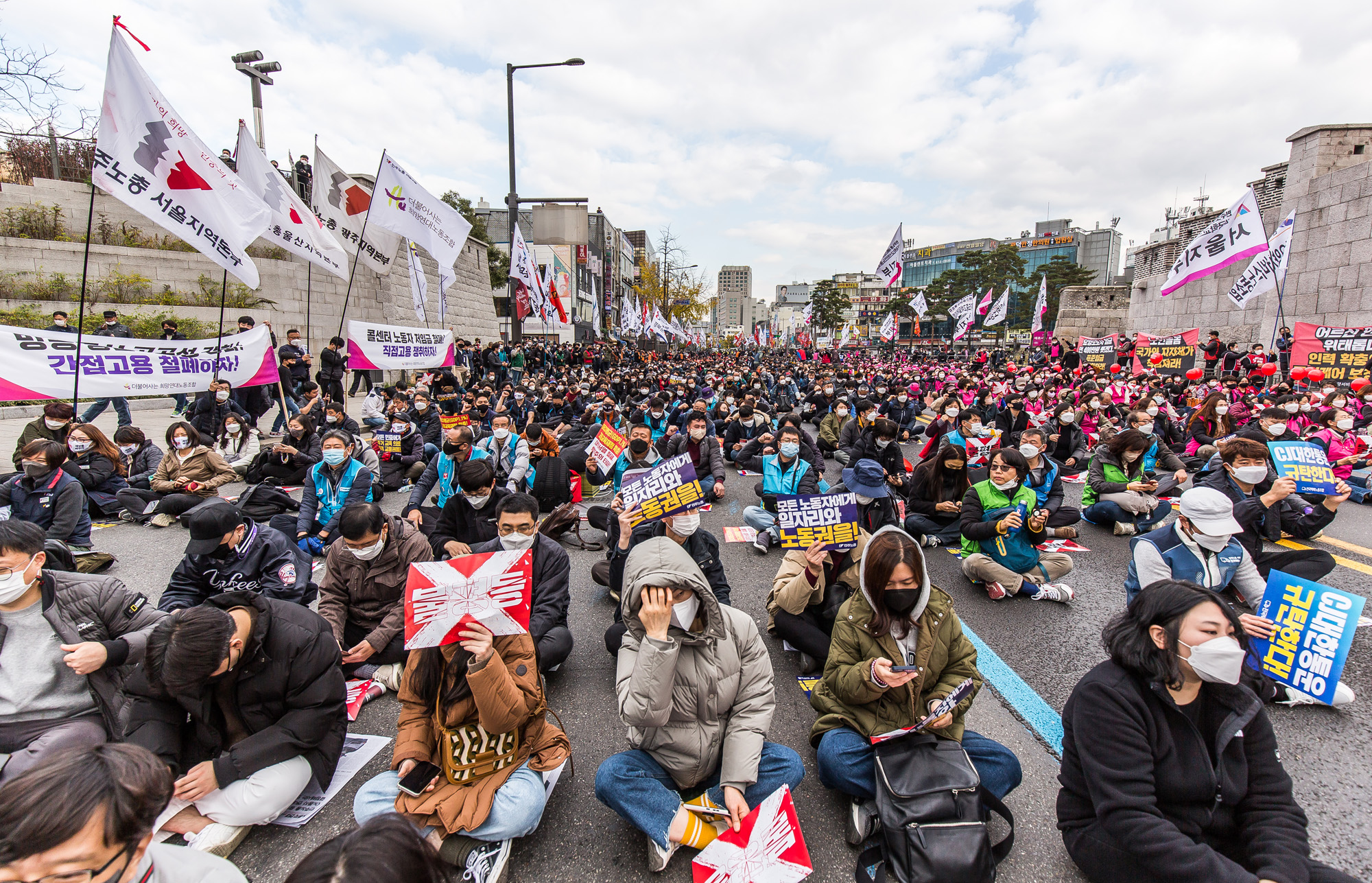 사회;집회;시위;민주노총;민노총;전국노동자대회;전국민주노동조합총연맹;동대문역사거리