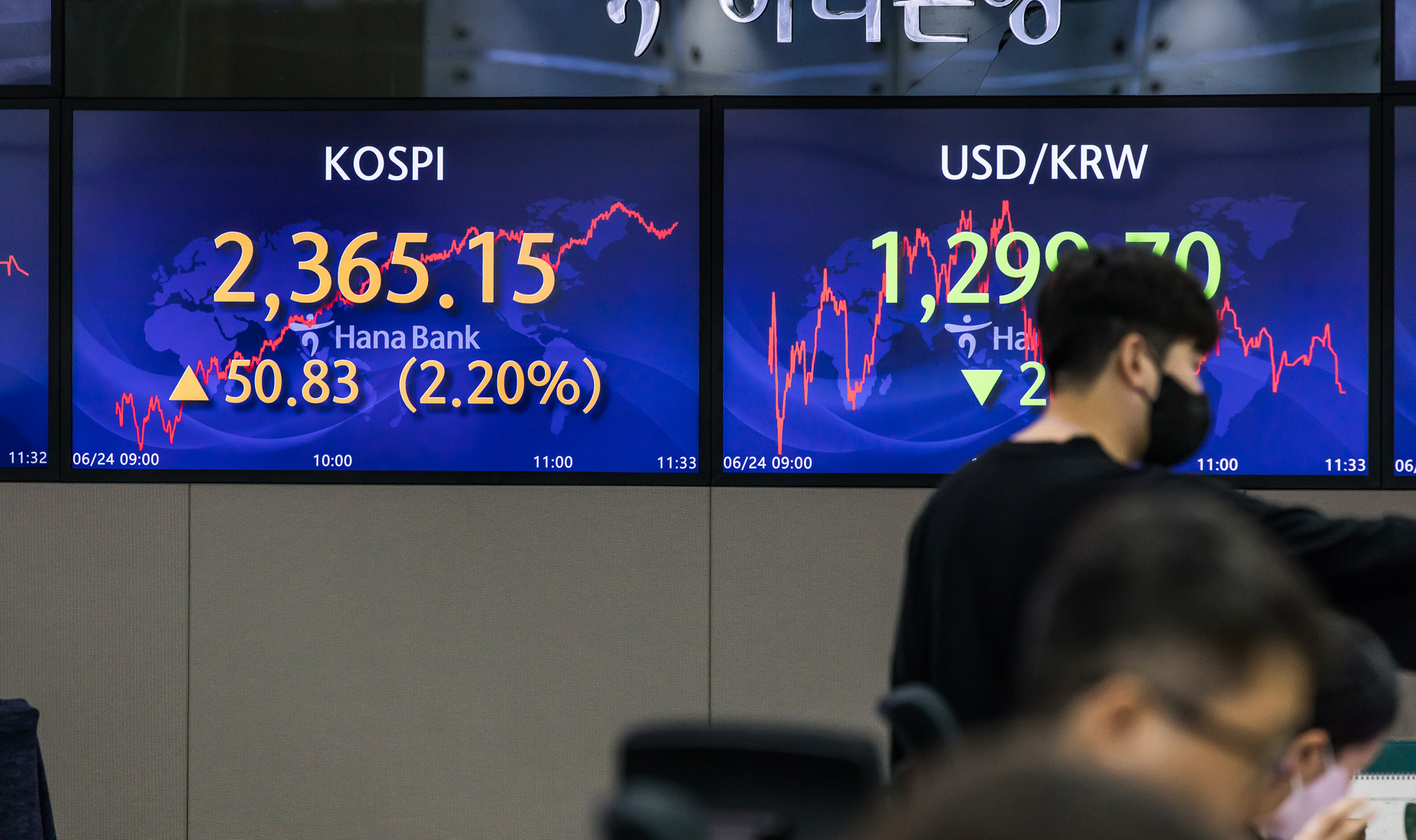 경제;금융;주식;주가;코스피;KOSPI;증권;하나은행딜링룸;주가폭락;유가증권시장;증시;코스닥