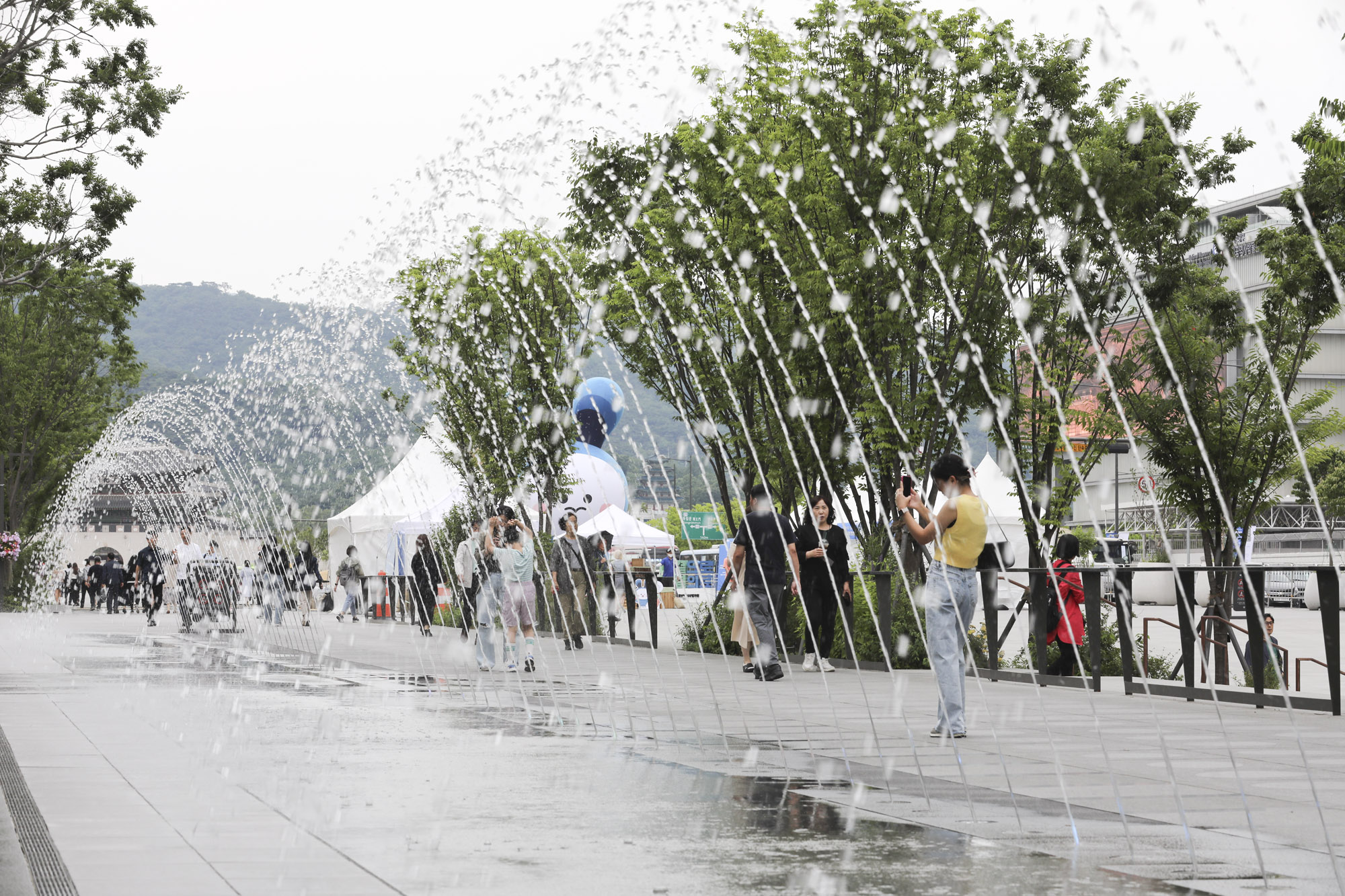 더위;분수;광화문;광화문광장