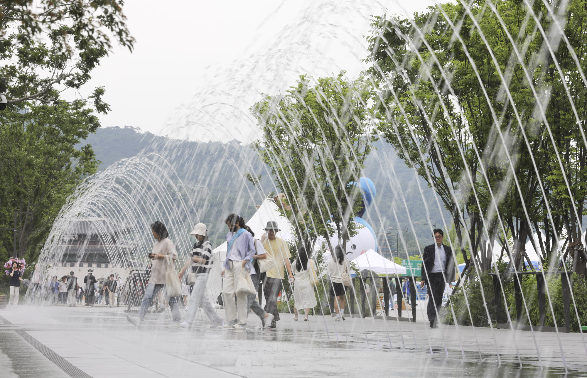 더위;분수;광화문;광화문광장