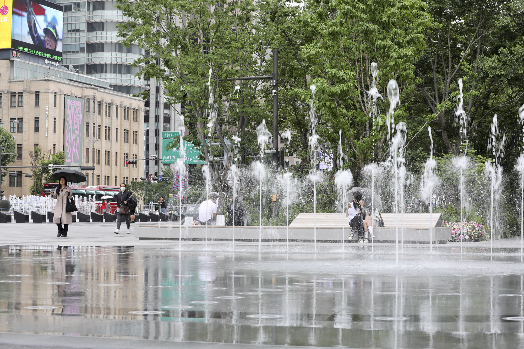 더위;분수;광화문;광화문광장