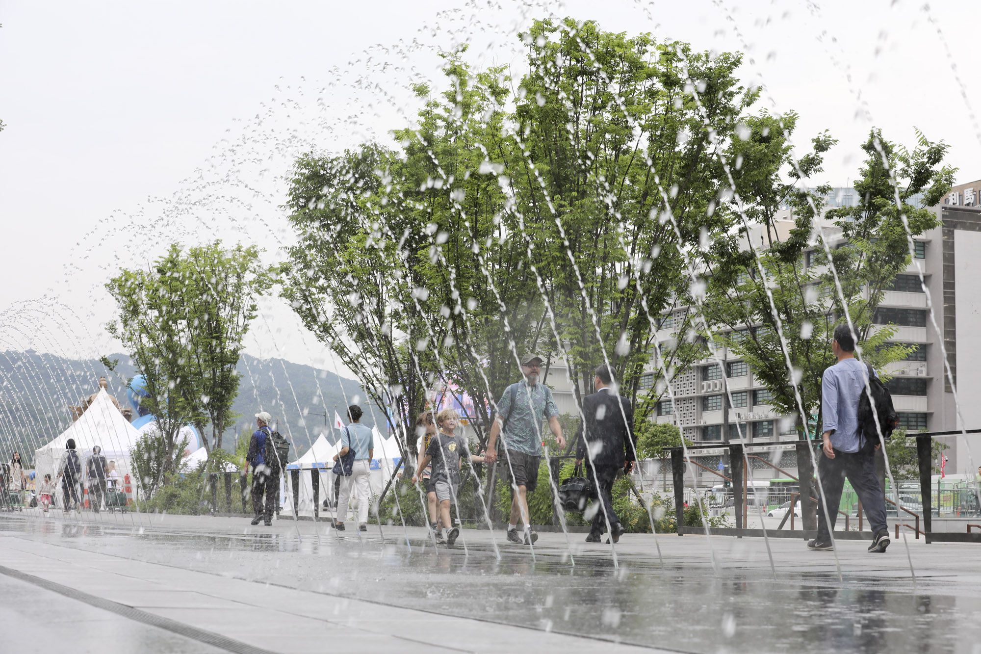 더위;분수;광화문;광화문광장