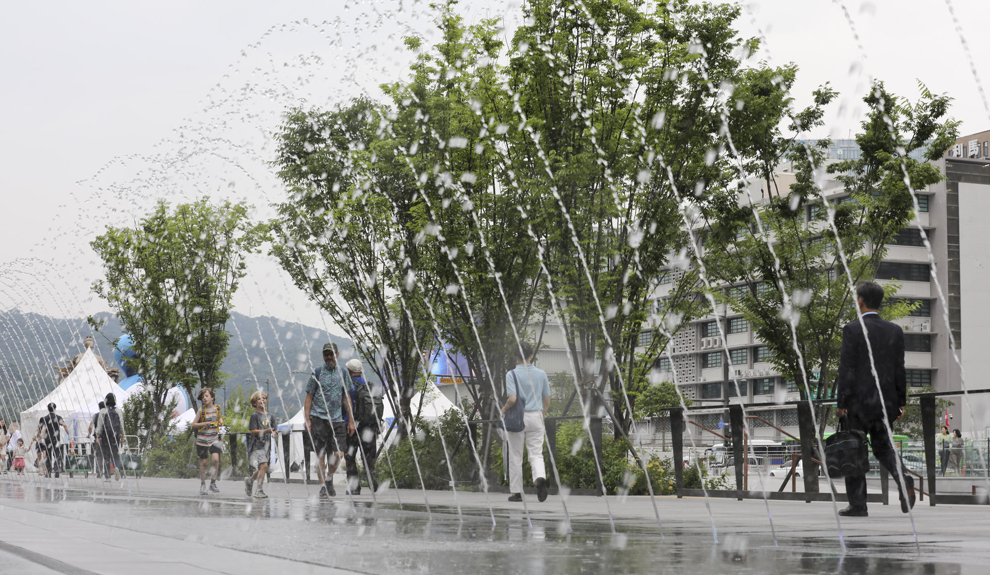 더위;분수;광화문;광화문광장