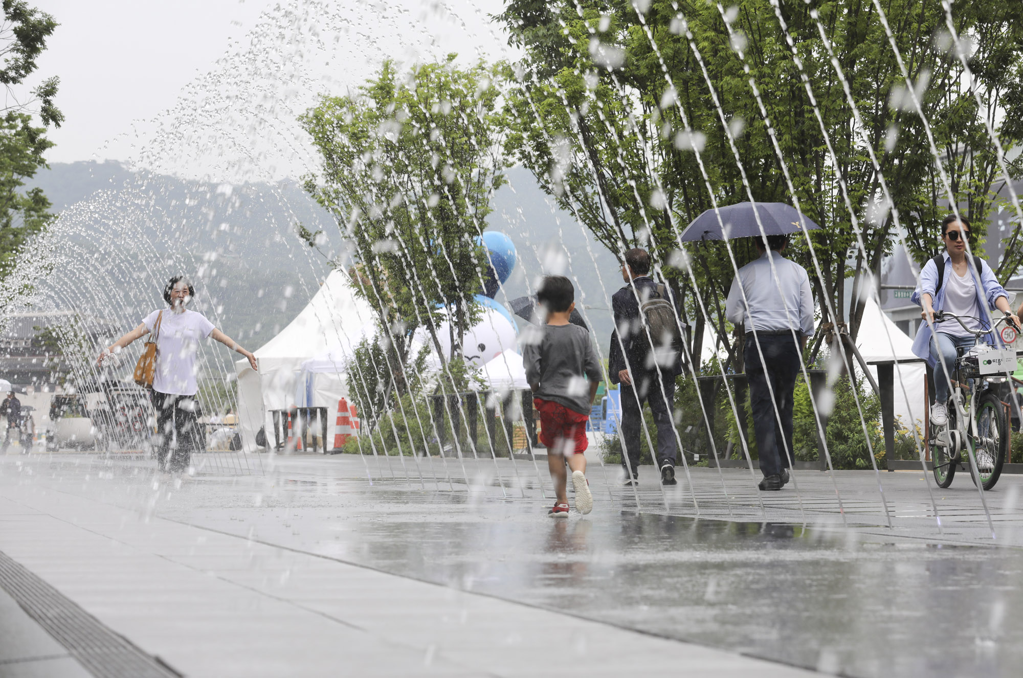 더위;분수;광화문;광화문광장