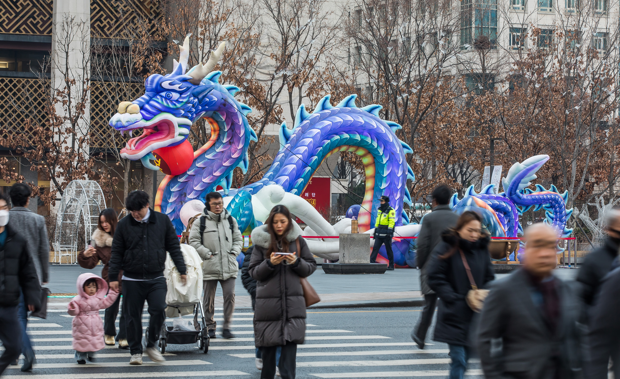 사회;세태;신년;신년호;청룡의해;용의해;2024년;푸른용조형물;광화문광장;2023서울빛초롱축제