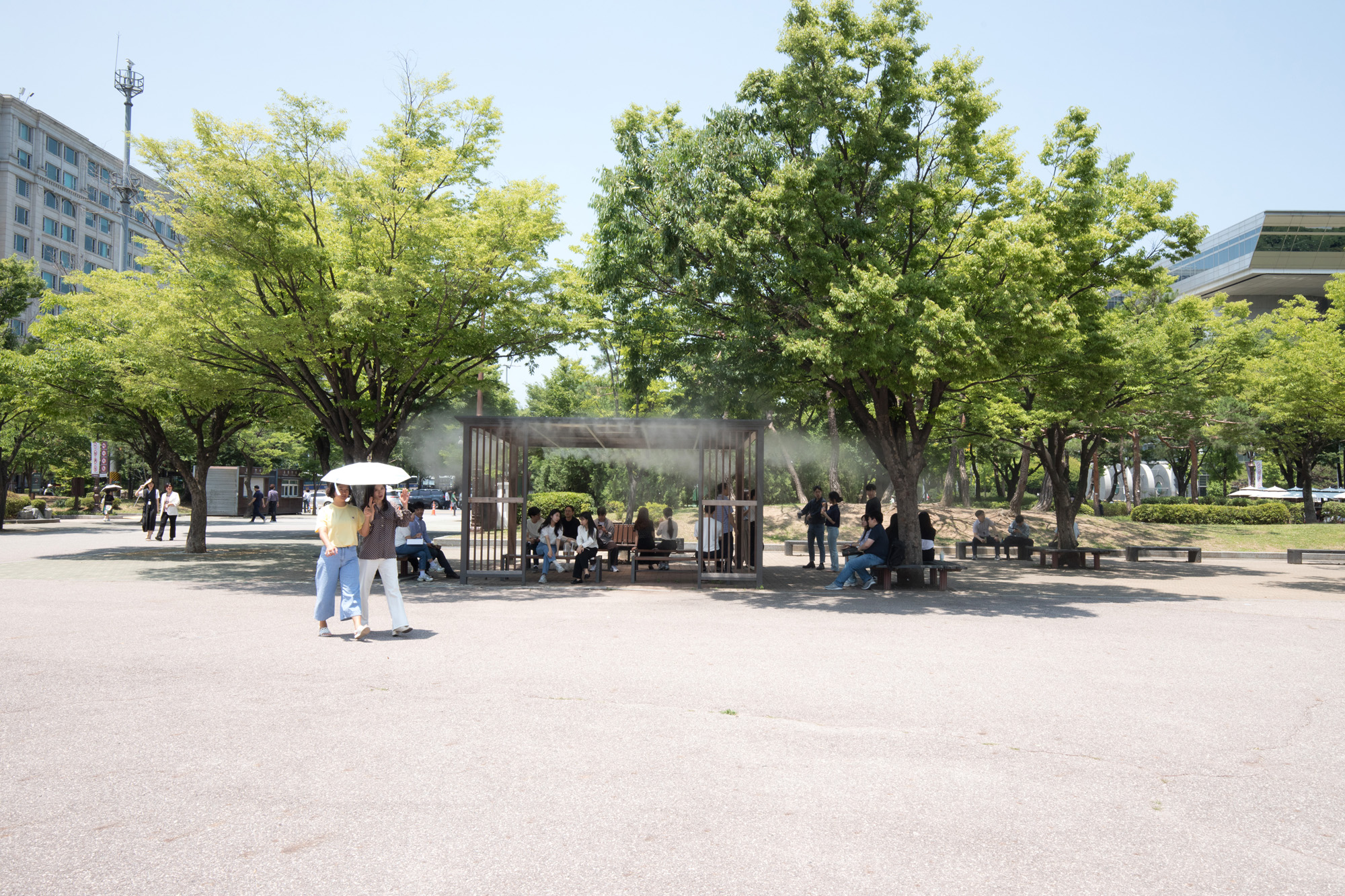 사회;더위;폭염;쿨링포그;미스트;물안개;안개