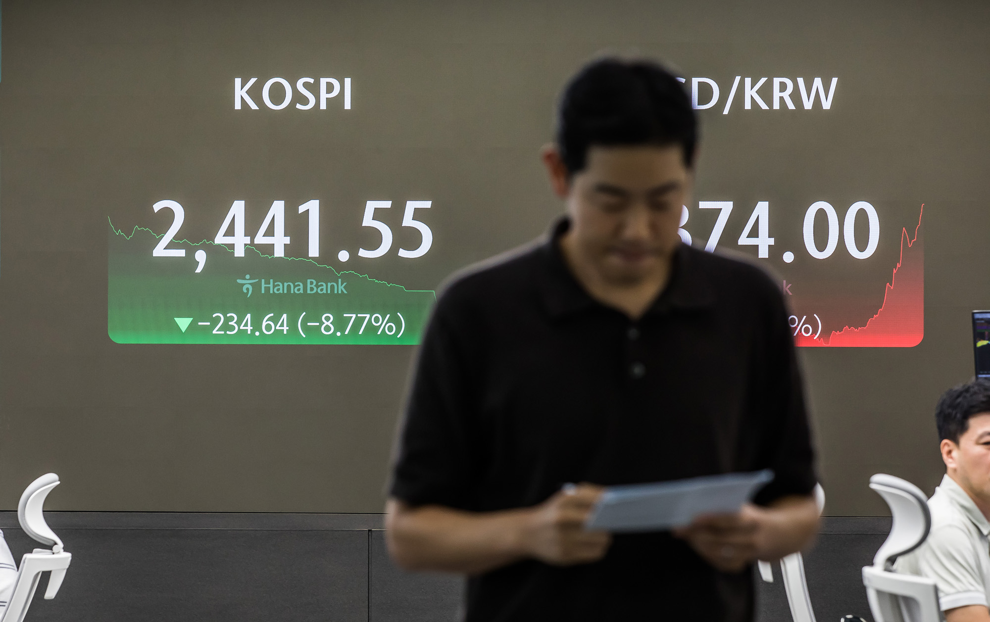 경제;주식;주가;코스피;코스닥;미국발경기침체공포;주가지수;주가급락;사이드카;서킷브레이커;하나은행딜링룸;주가폭락