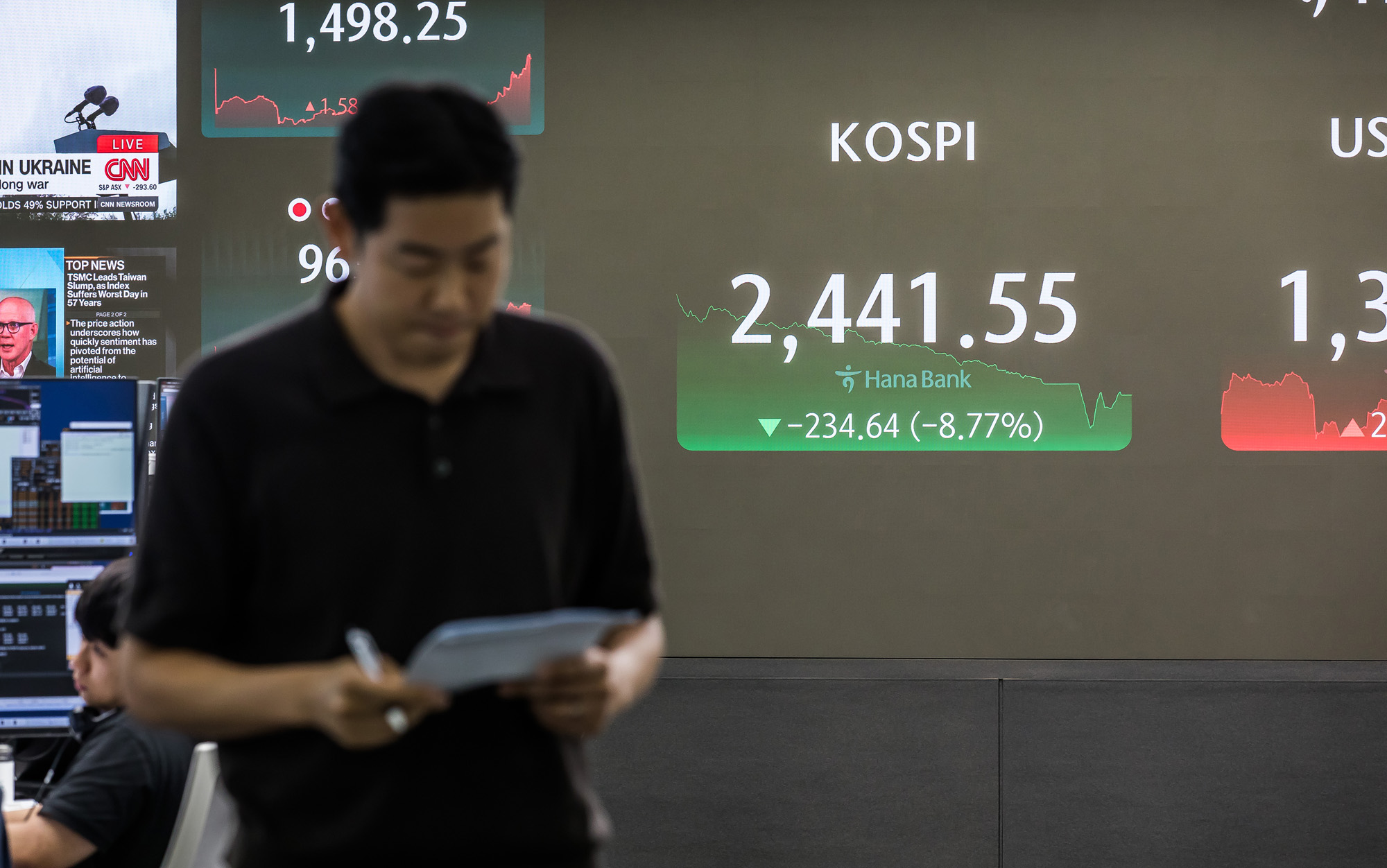 경제;주식;주가;코스피;코스닥;미국발경기침체공포;주가지수;주가급락;사이드카;서킷브레이커;하나은행딜링룸;주가폭락