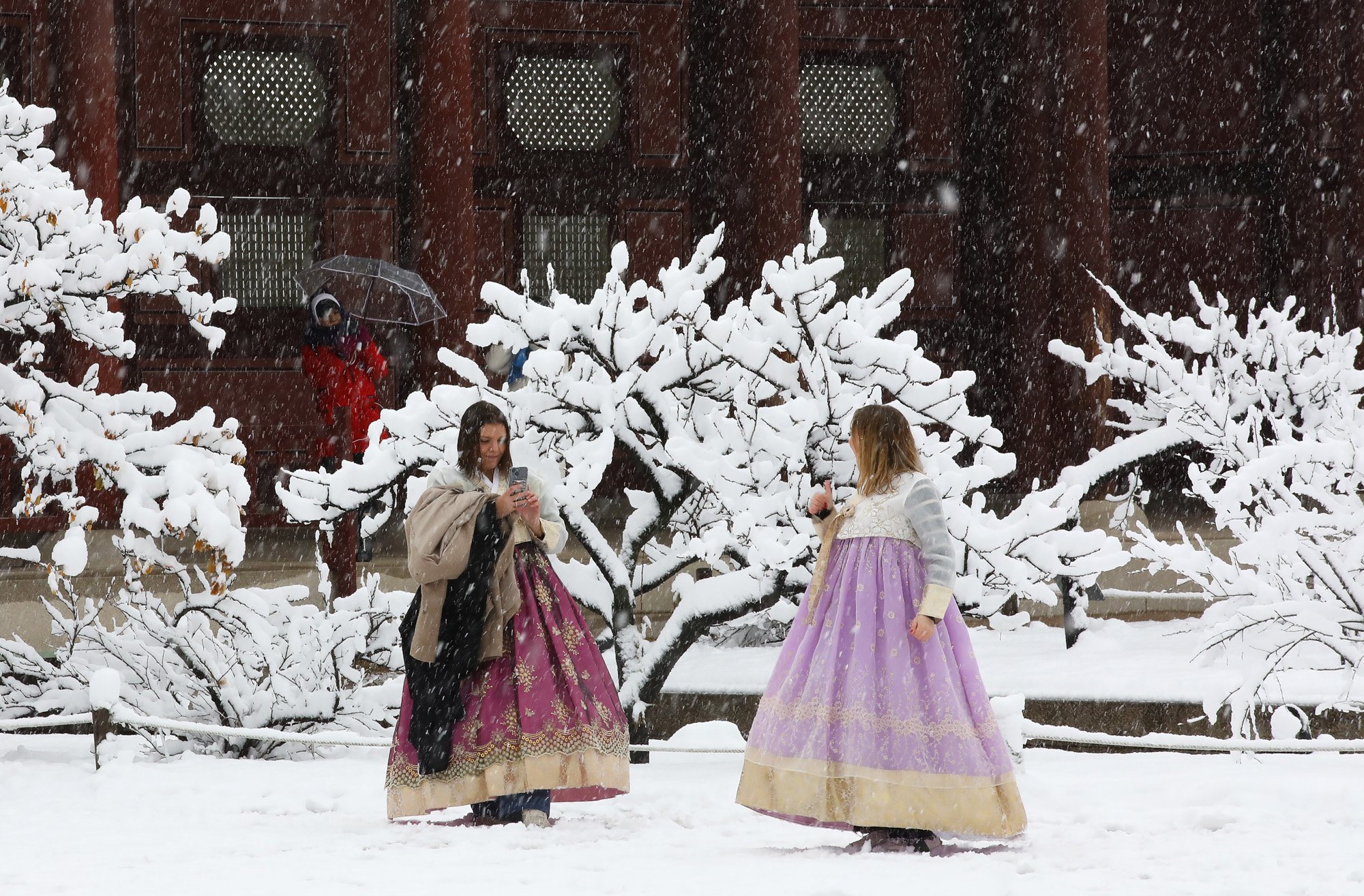 경복궁 외국인 첫눈 관광객