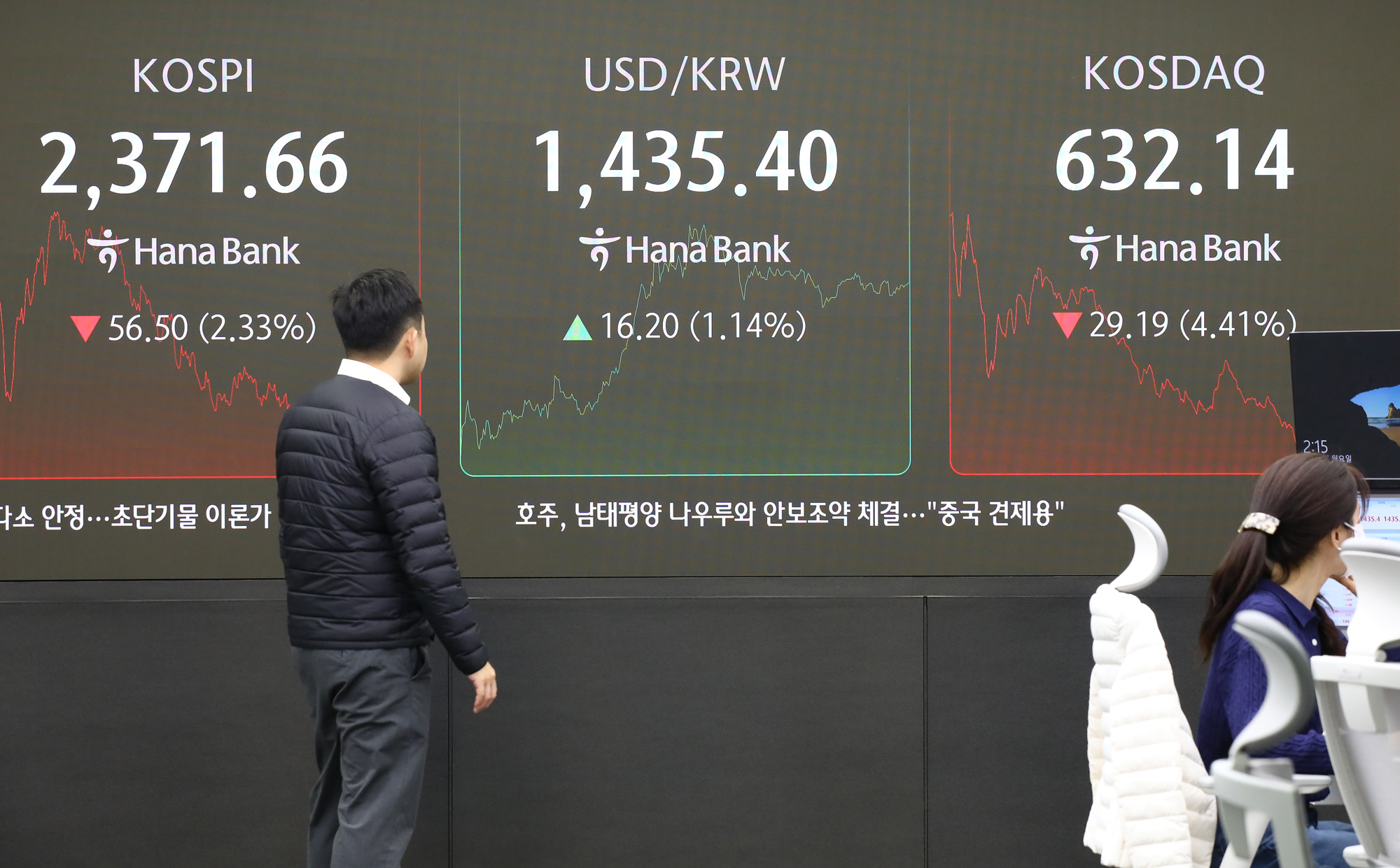 딜링룸 하나은행 주식 주가