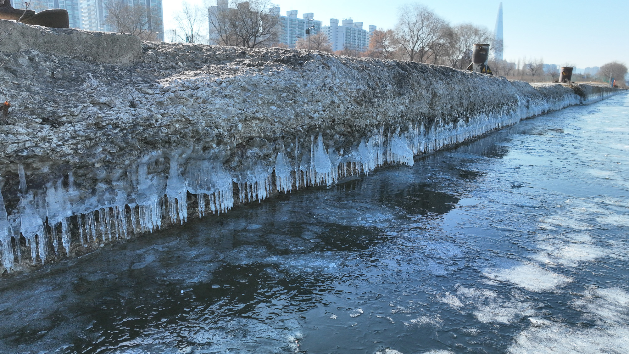 한강결빙 얼음 한파 겨울