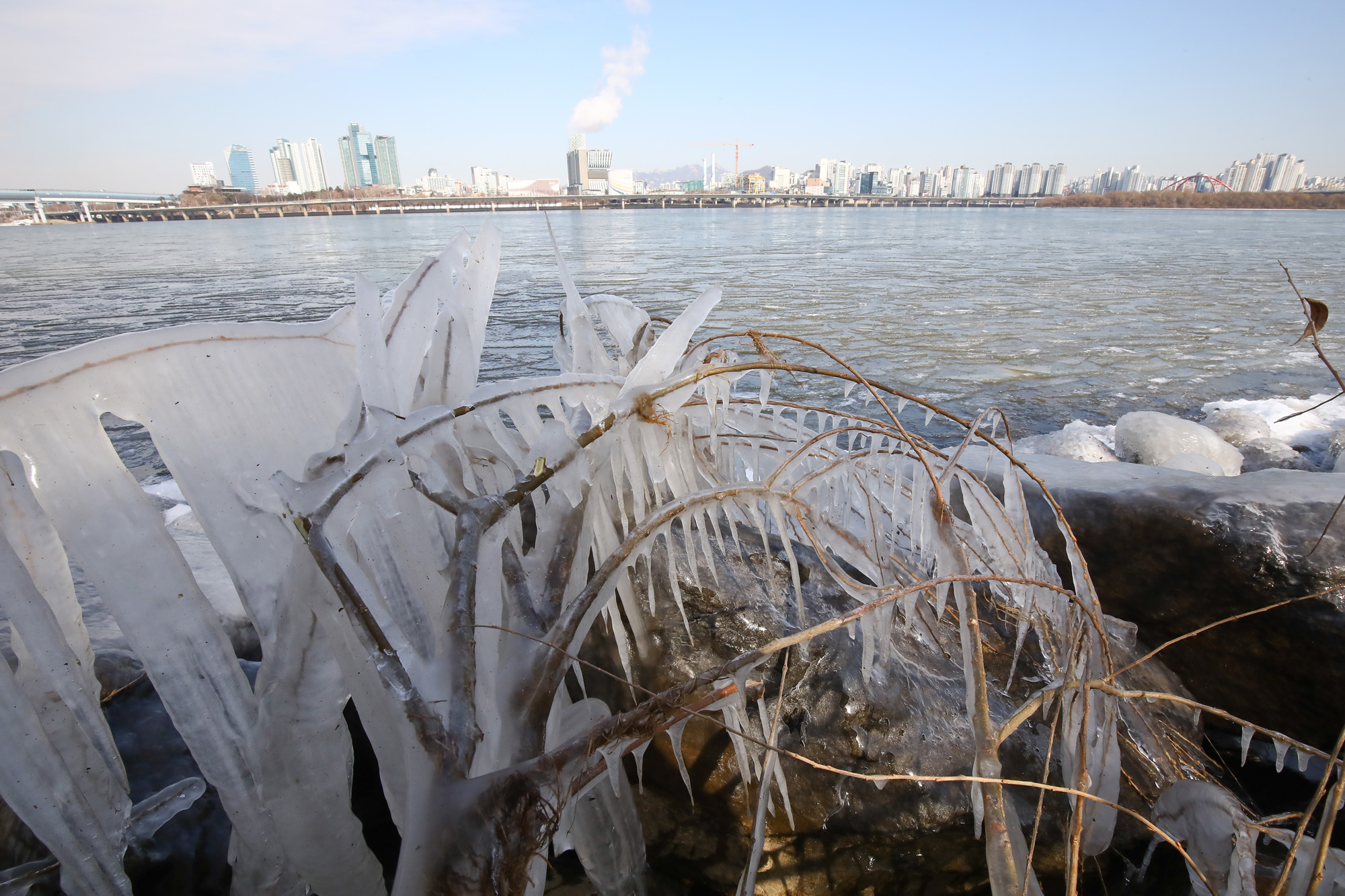 한강결빙 얼음 한파 겨울