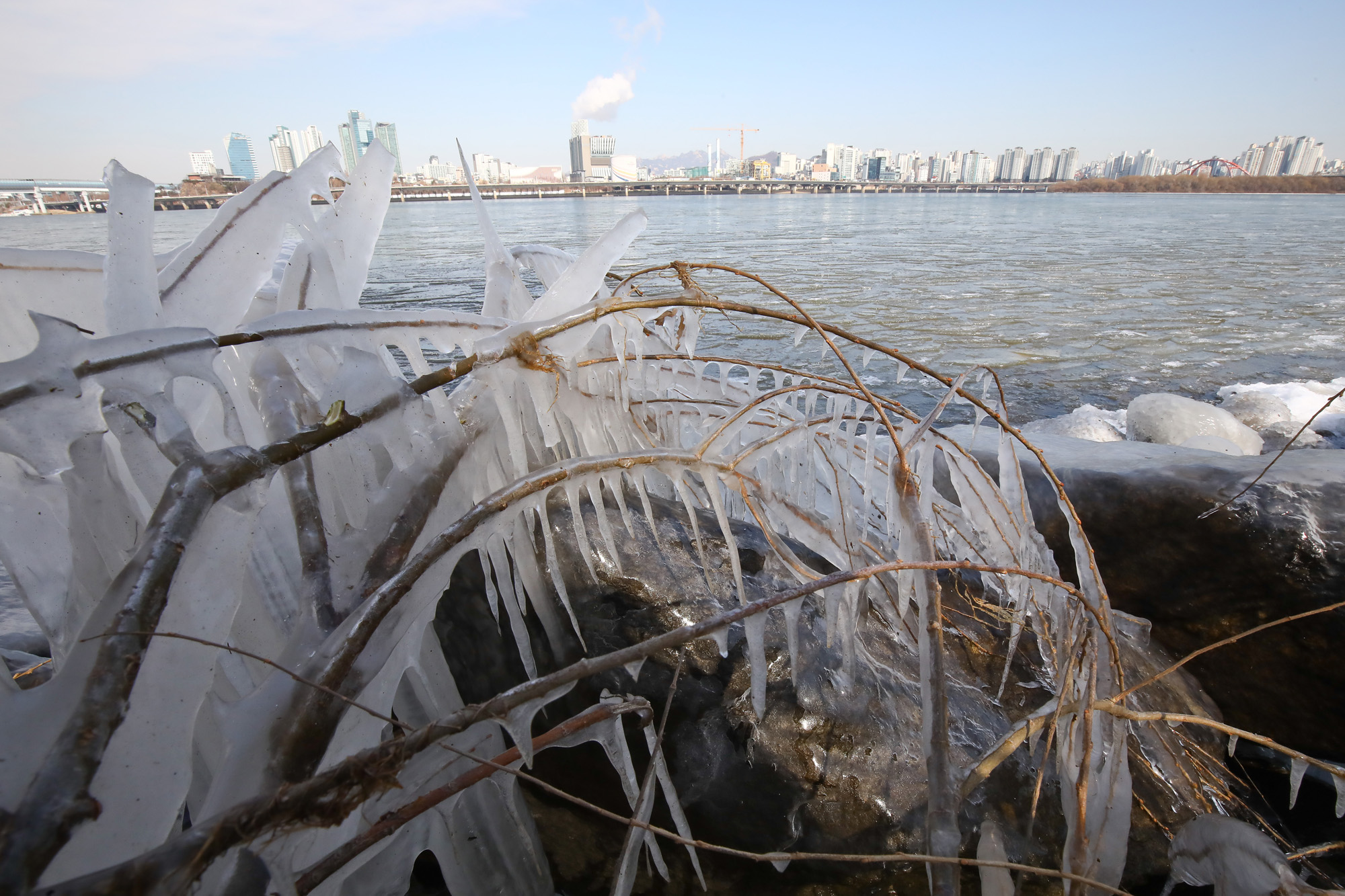 한강결빙 얼음 한파 겨울