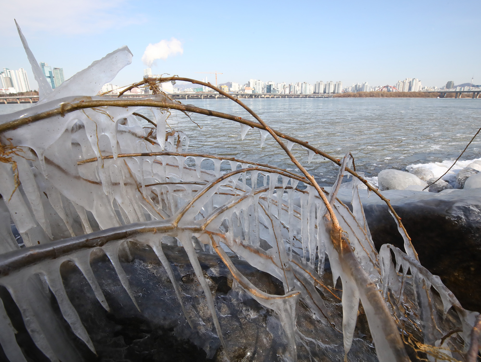 한강결빙 얼음 한파 겨울