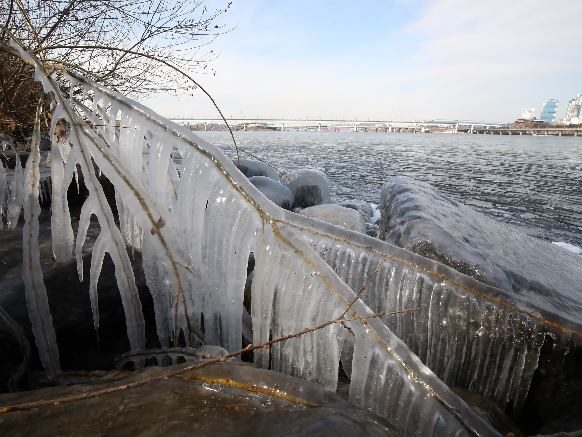 한강결빙 얼음 한파 겨울