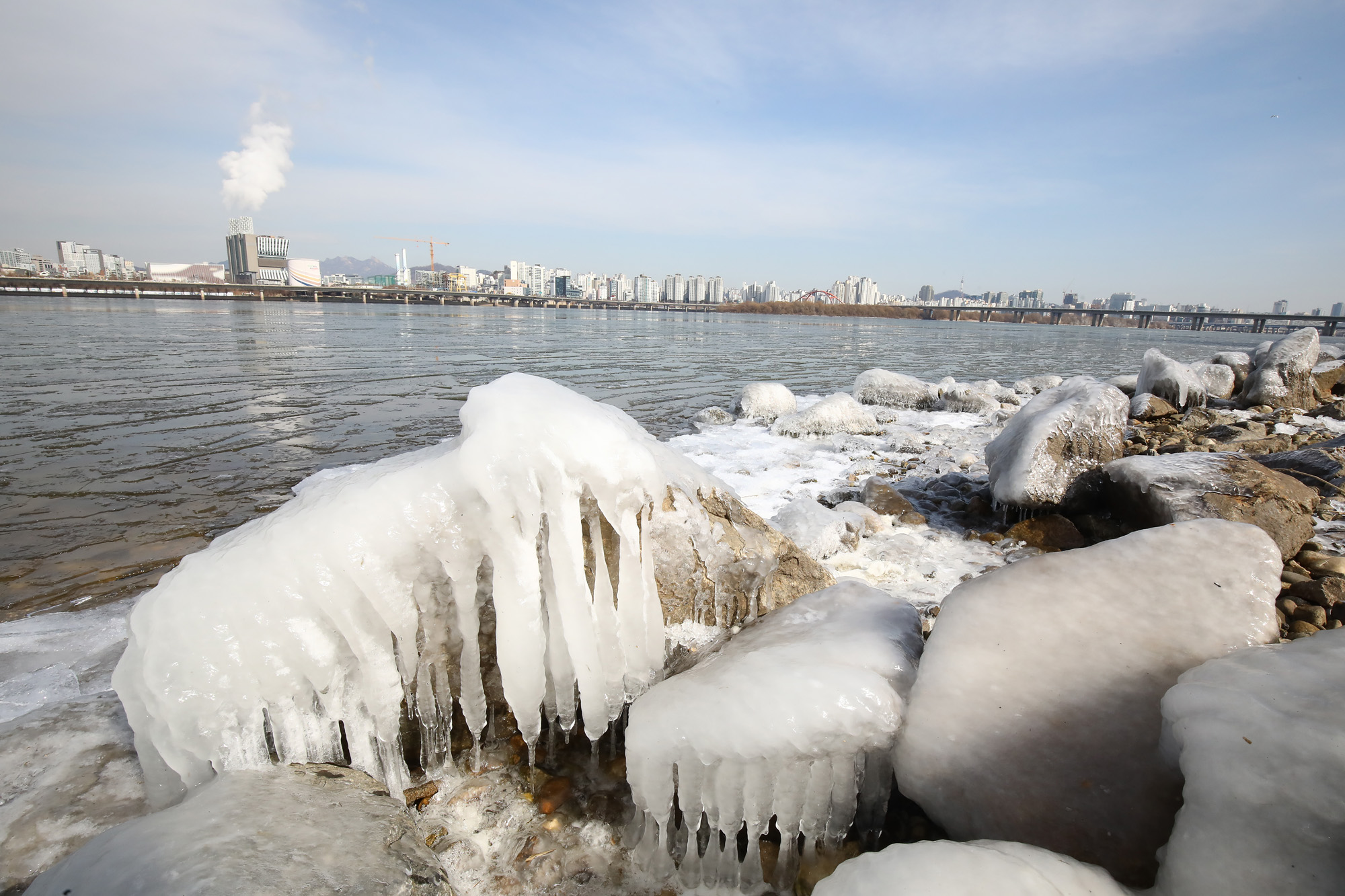 한강결빙 얼음 한파 겨울