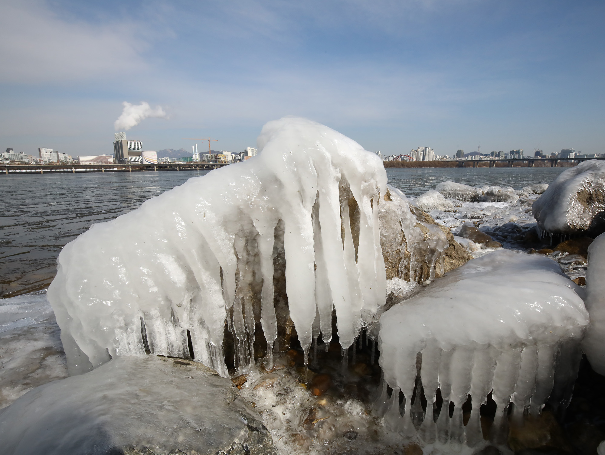 한강결빙 얼음 한파 겨울