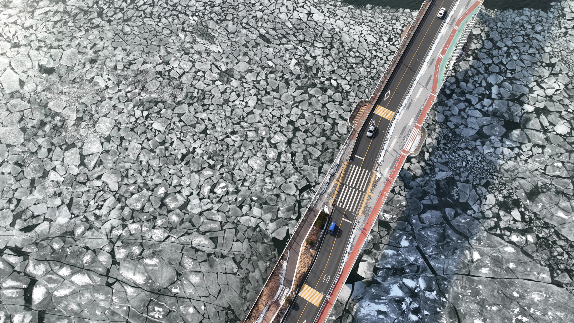 한강결빙 겨울 얼음