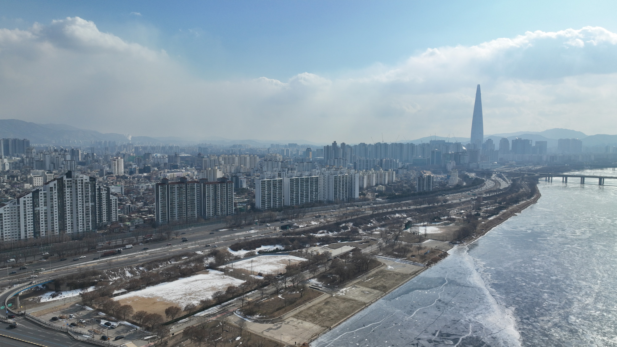 한강결빙 겨울 얼음