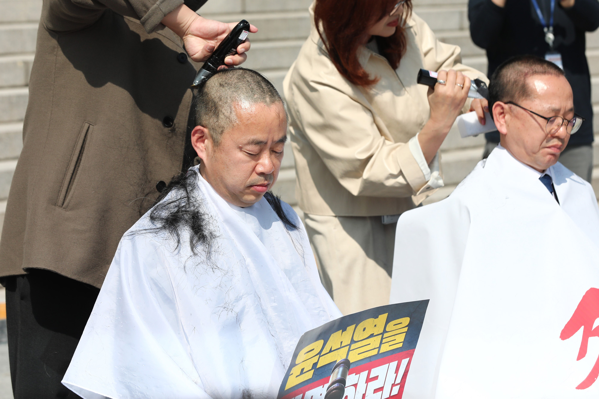 정치;국회;민주당삭발식;박홍배;김문수;전진숙;윤석열파면촉구삭발;박홍배삭발