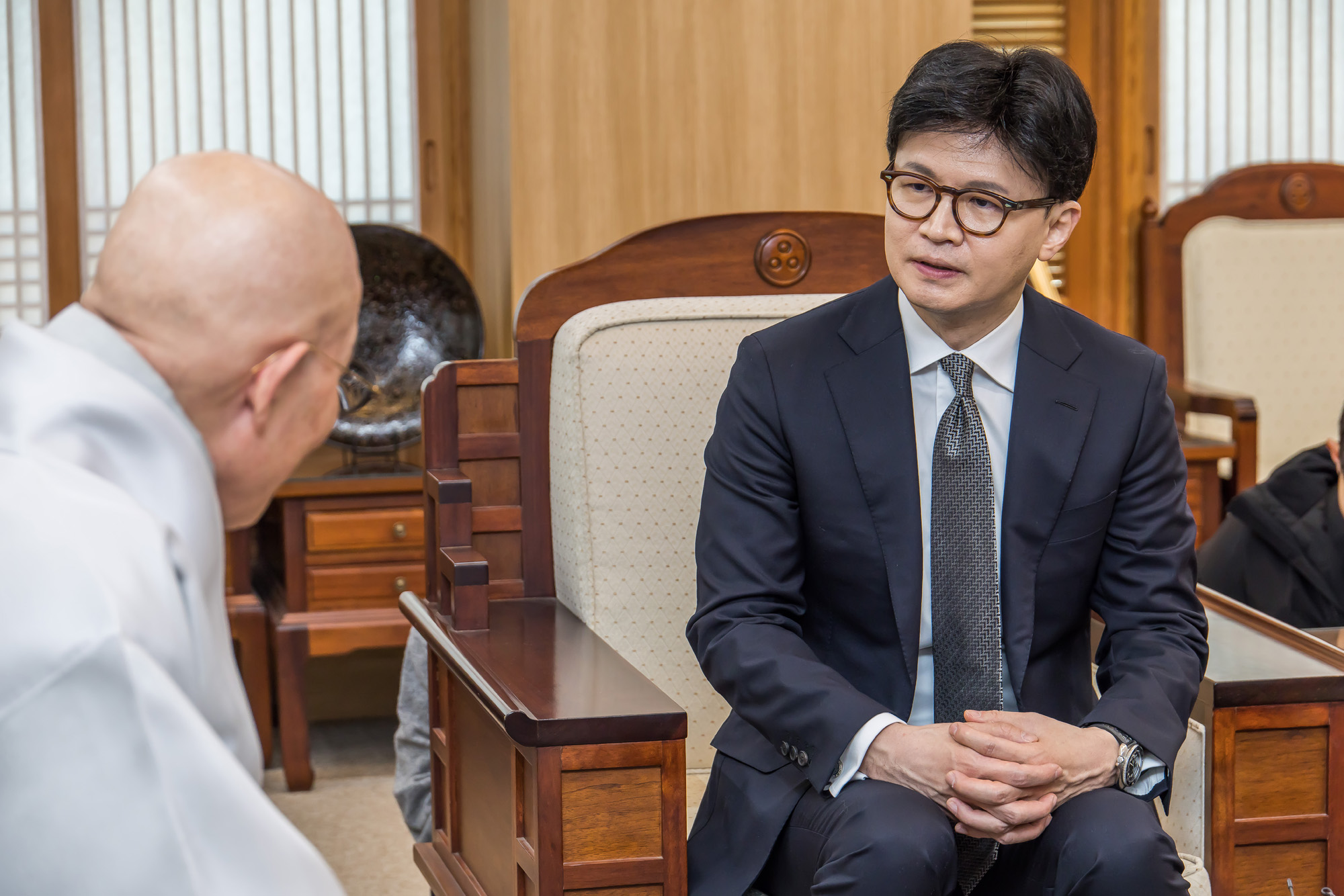 정치;인물;국민의힘;한동훈;한동훈전국민의힘대표;조계종;불교;한동훈조계종총무원장예방;조계종총무원장진우스님;조계사