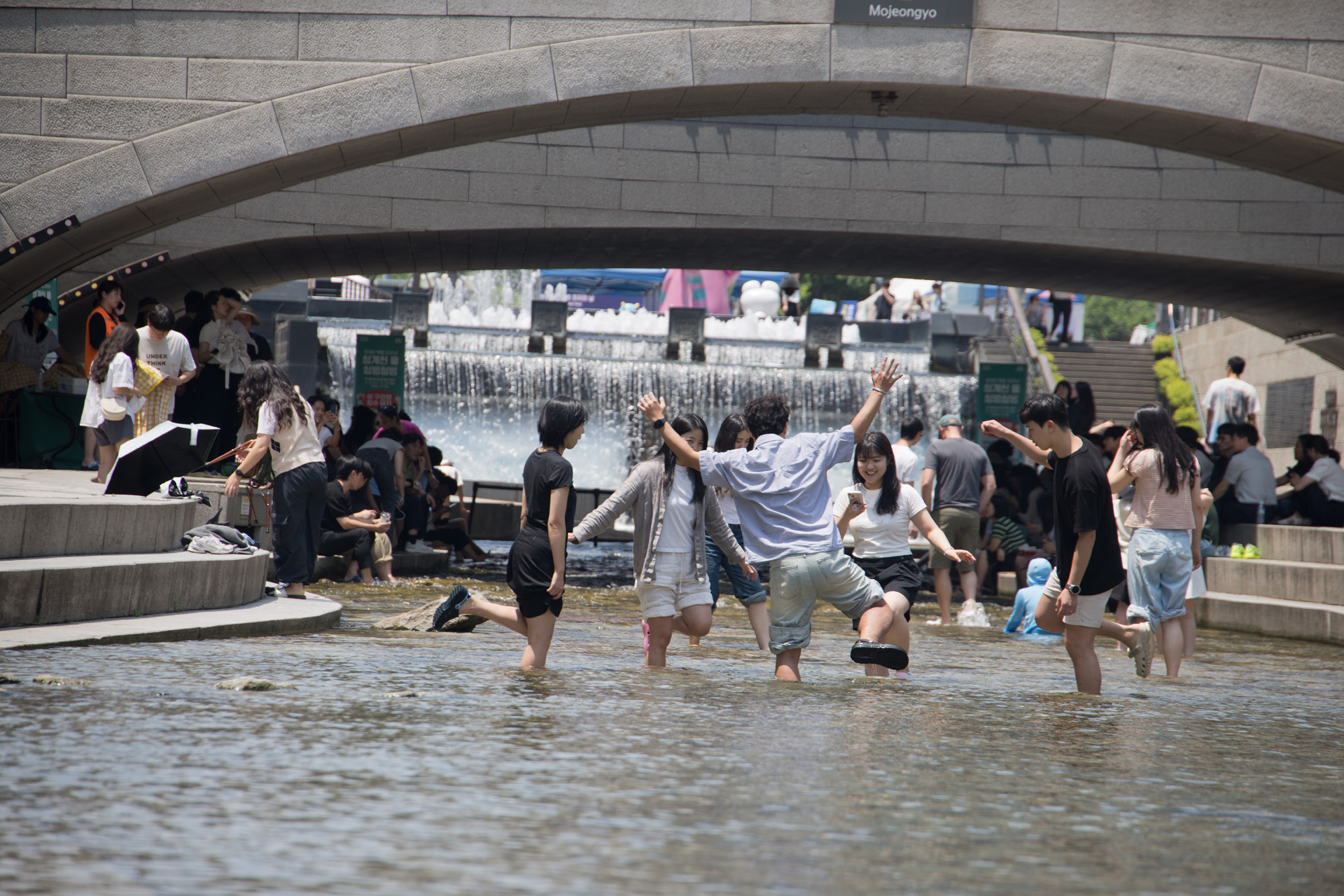 사회;세태;청계천;피서;물;첨벙