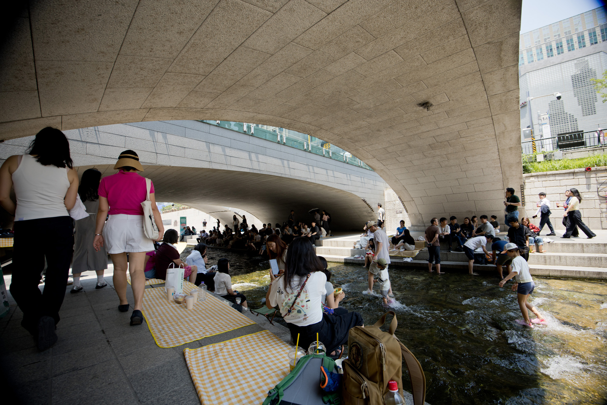 사회;세태;청계천;피서;물;첨벙