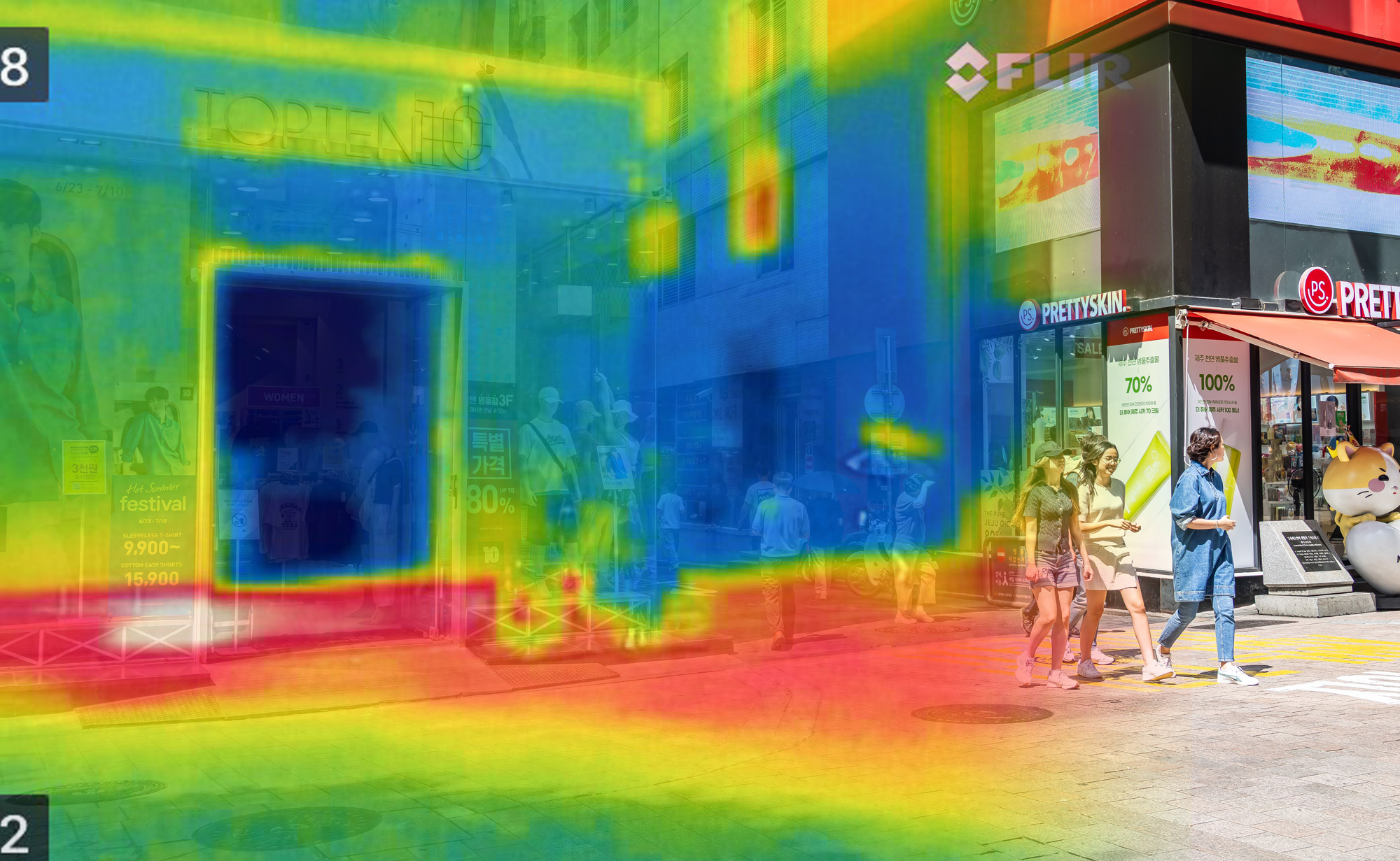 사회;날씨;여름스케치;폭염스케치;폭염경보;개문냉방영업;개문영업;명동상가개문냉방;열화상카메라스케치