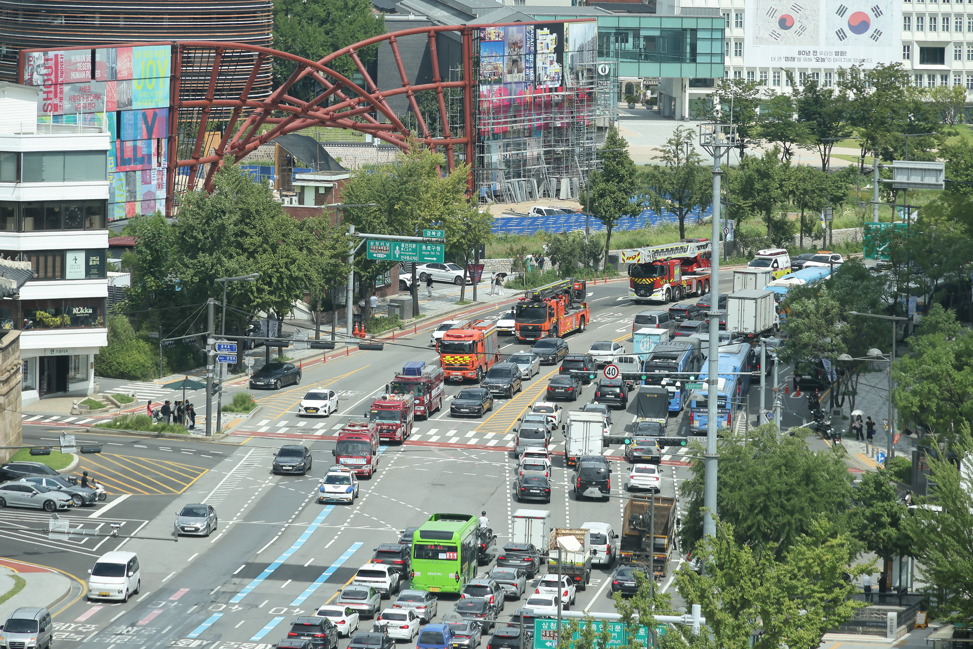길터주기 민방위훈련 소방차 교통 을지훈련 광