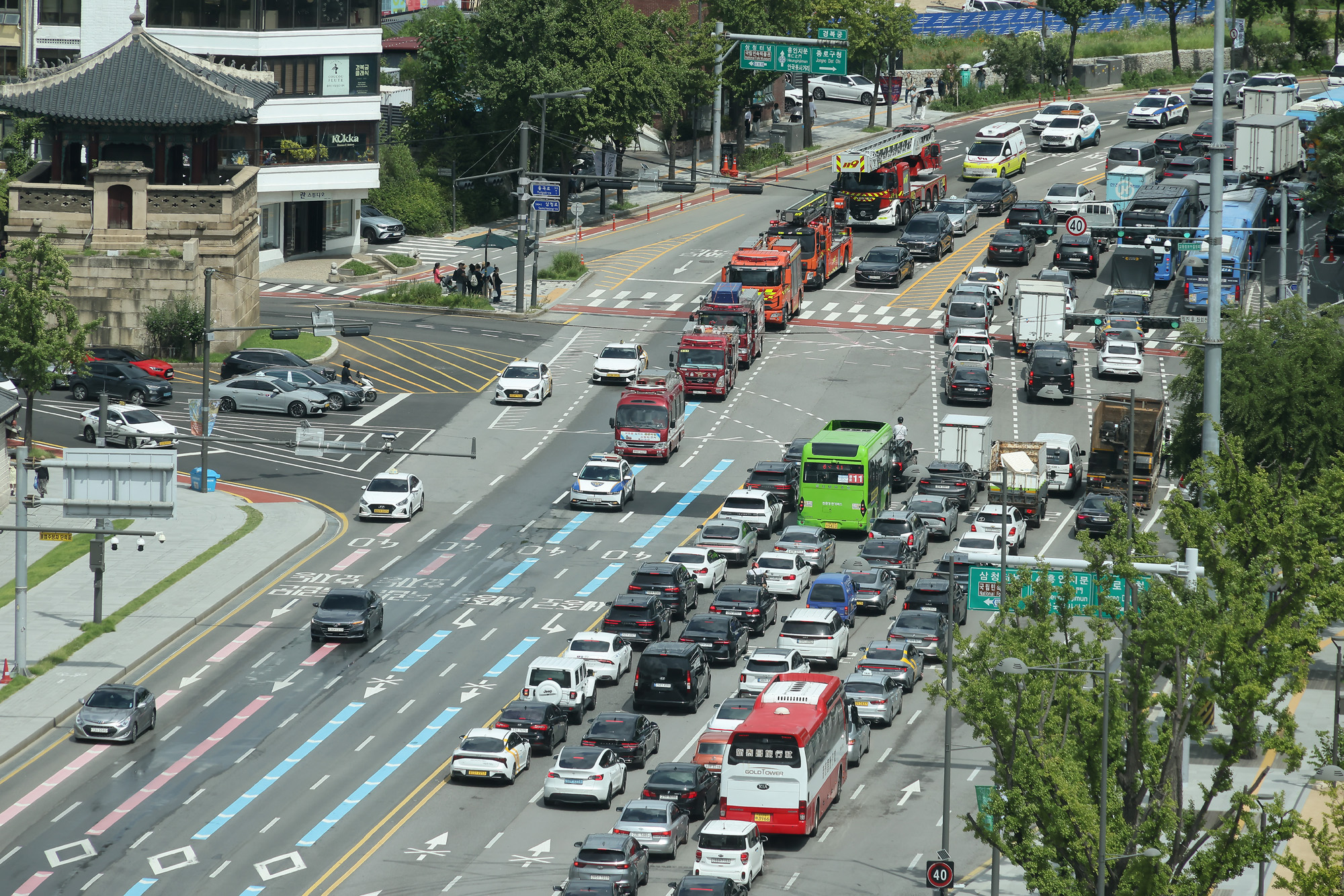 길터주기 민방위훈련 소방차 교통 을지훈련 광
